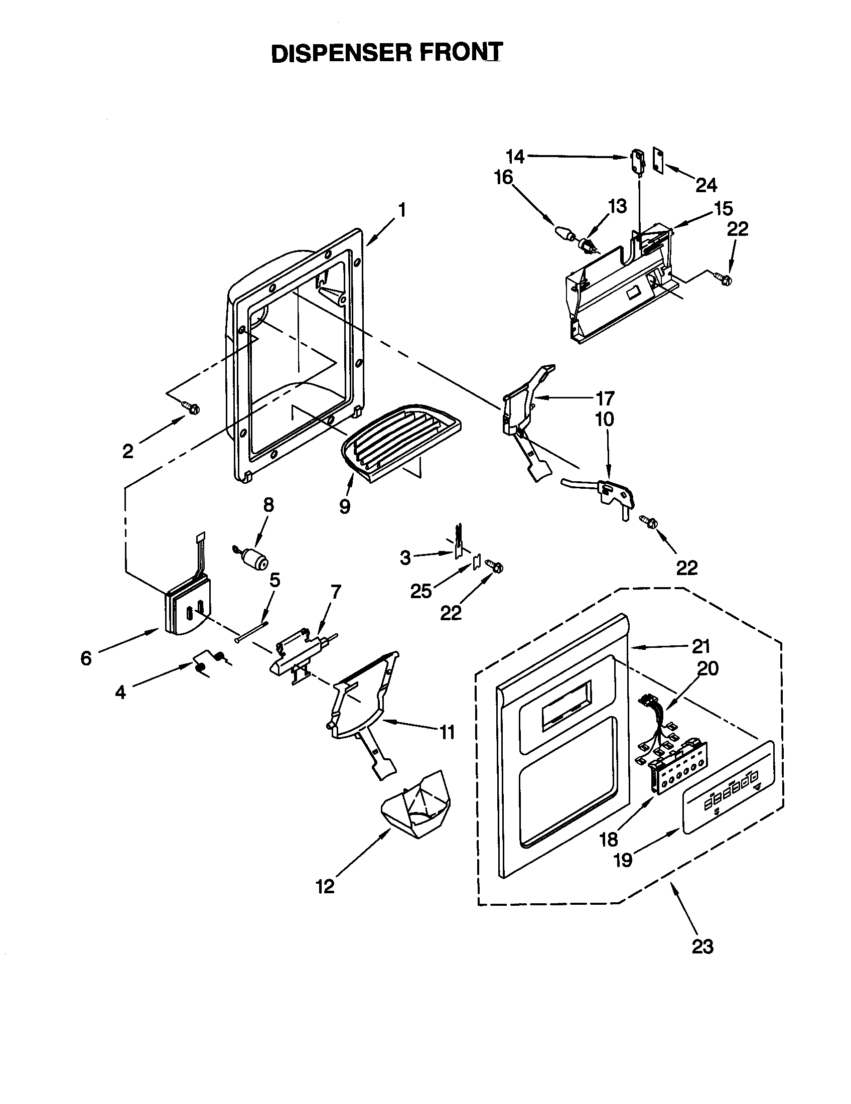Kenmore 10650542001 dispenser front diagram