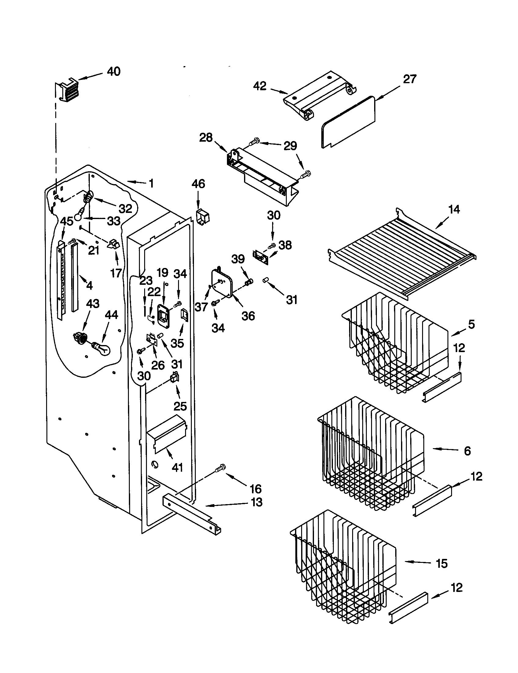 Kenmore 10650784000 freezer liner diagram