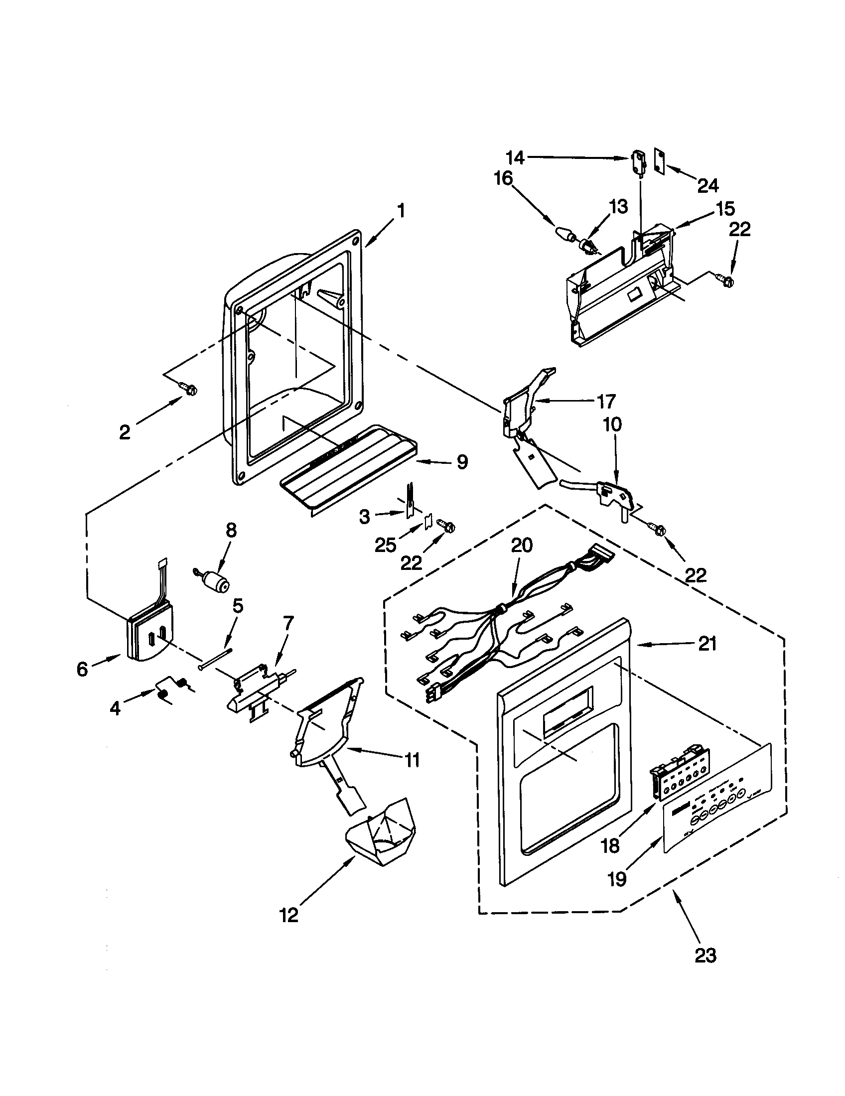 Kenmore 10650784000 dispenser front diagram