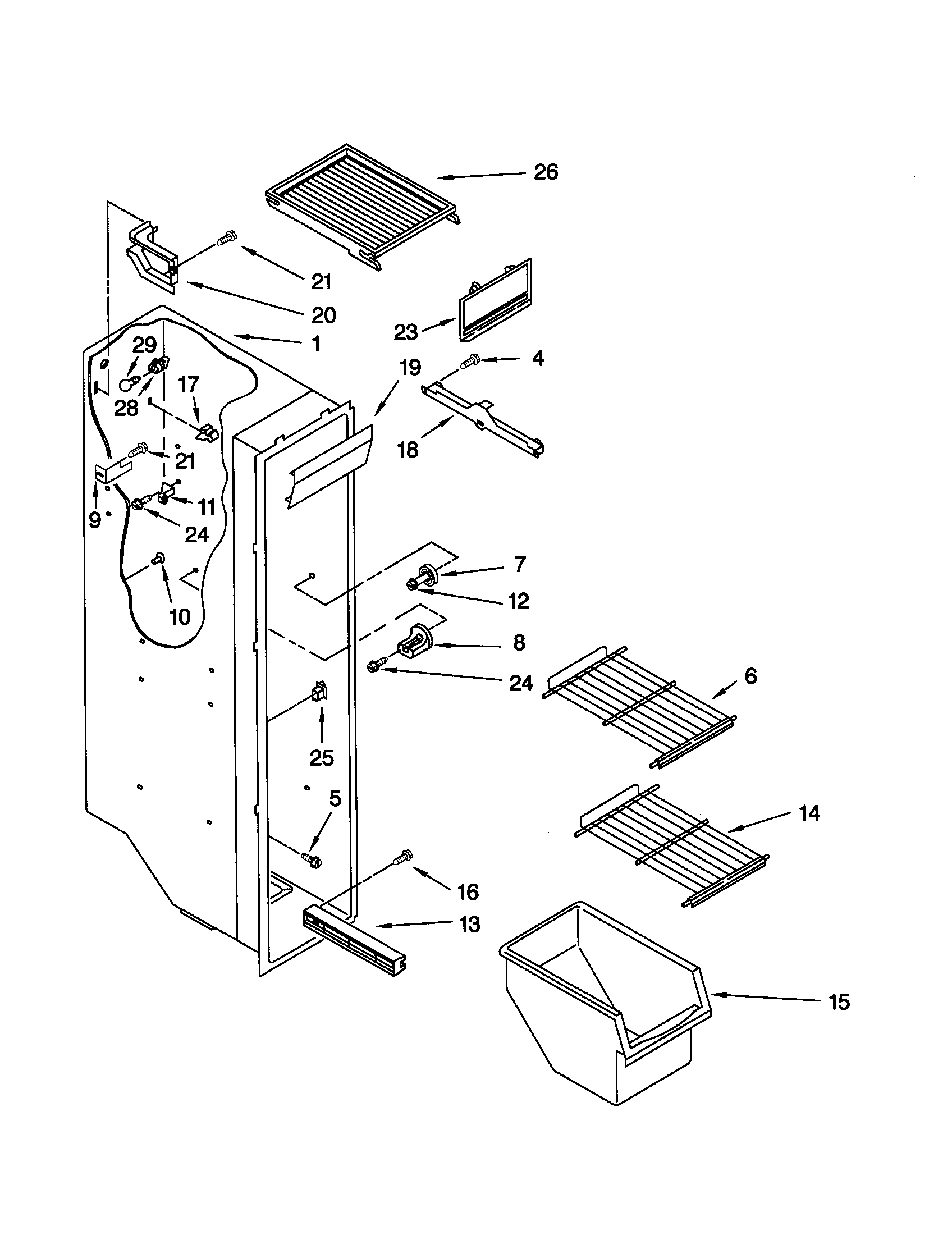 Kenmore 10650512002 freezer liner diagram