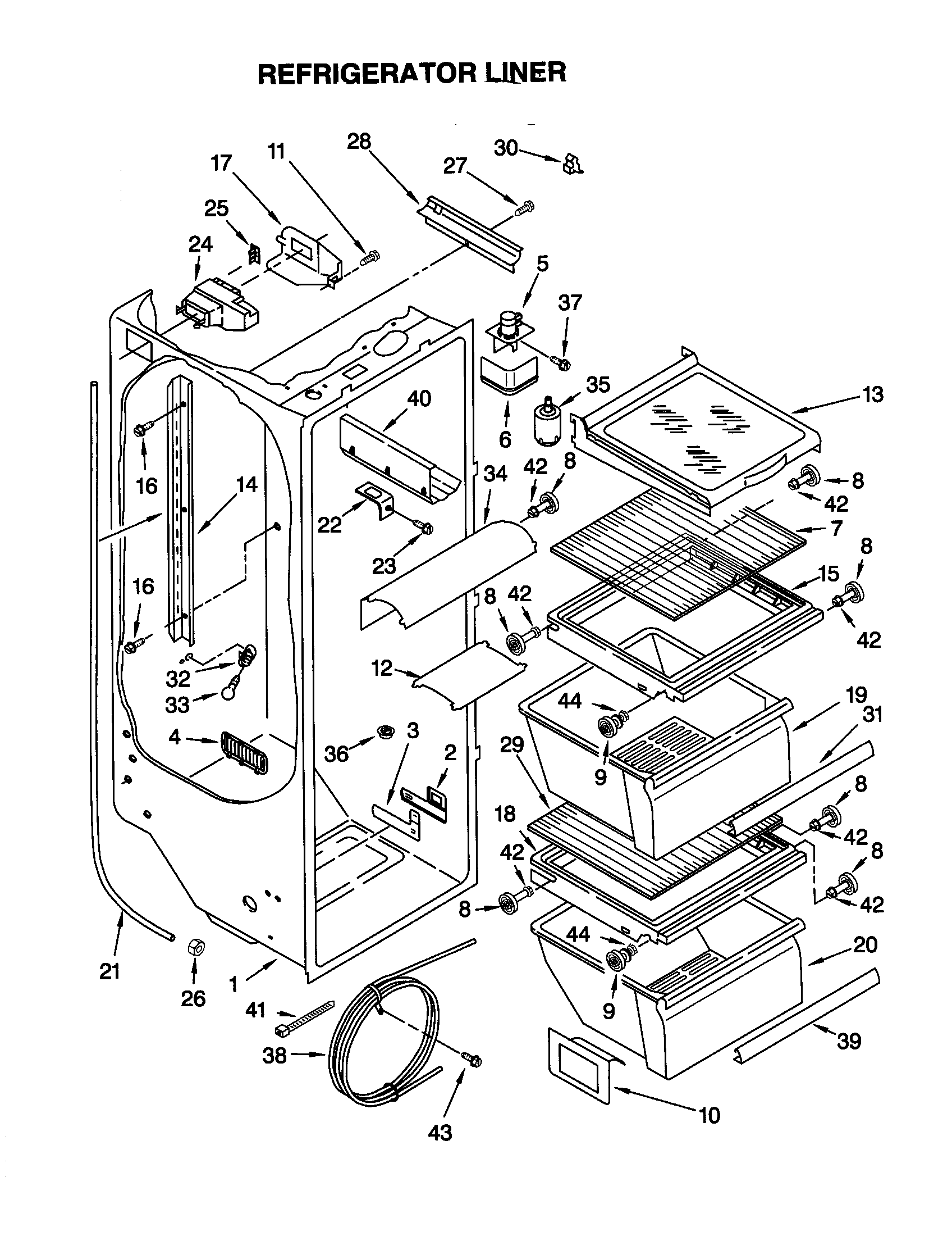 Kenmore 10659537992 refrigerator liner diagram