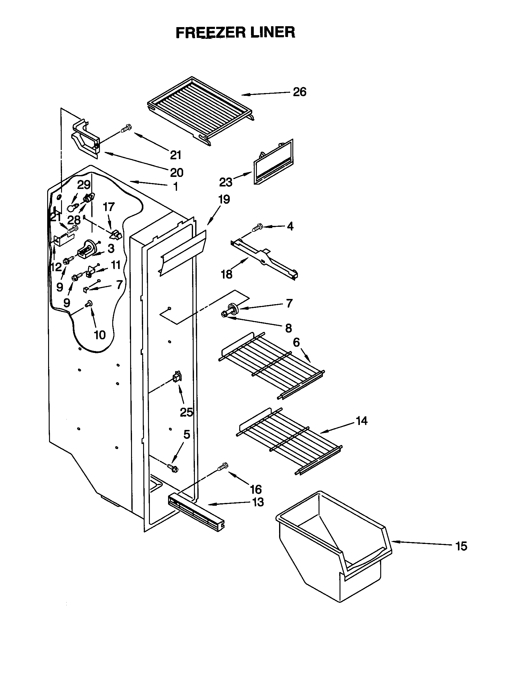 Kenmore 10659537992 freezer liner diagram