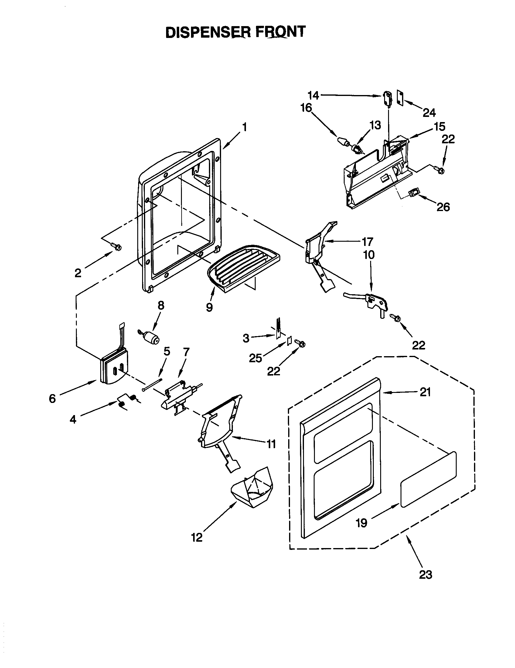 Kenmore 10659537992 dispenser front diagram