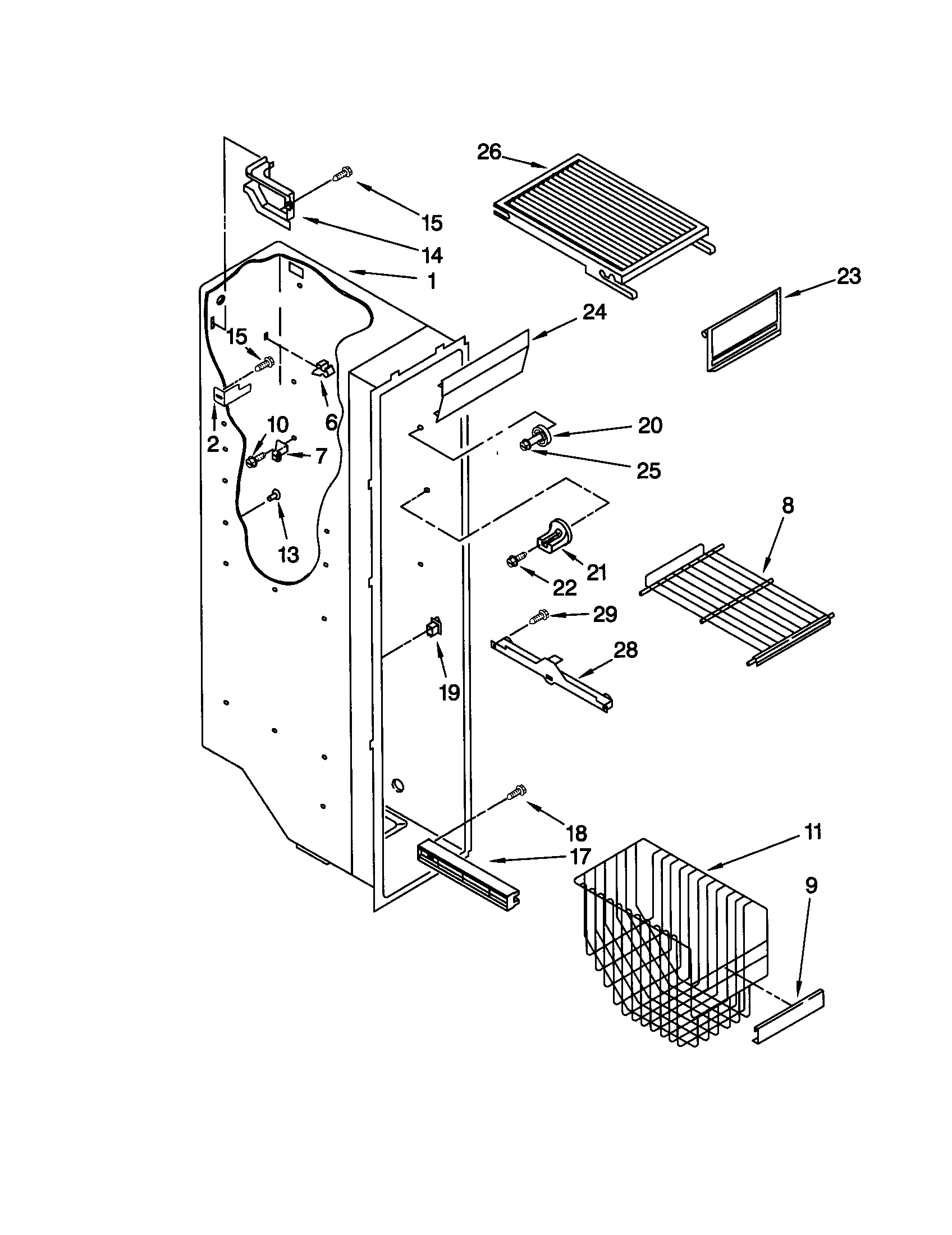 Kenmore 10650559001 freezer liner diagram