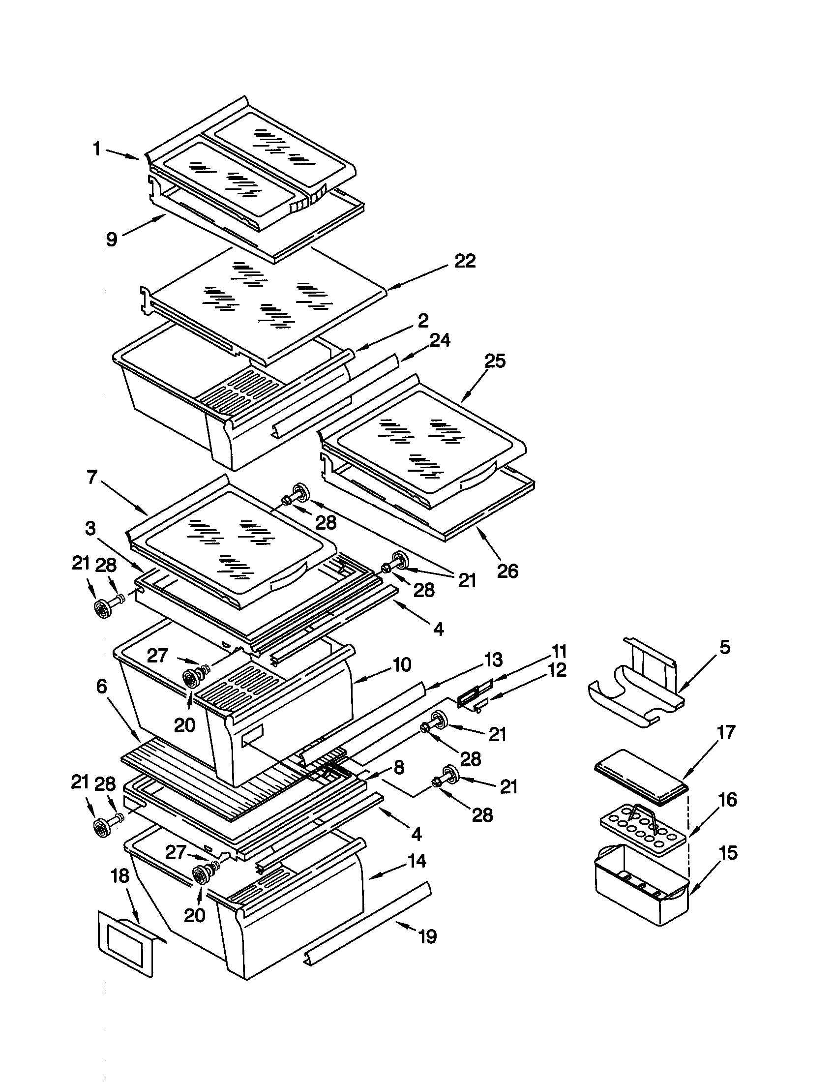 Kenmore Elite 10650792001 refrigerator shelf diagram