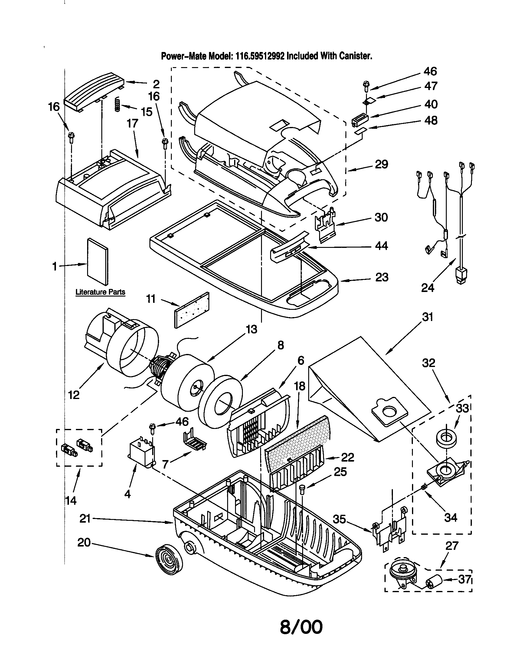 Kenmore 11629512992 vacuum cleaner diagram