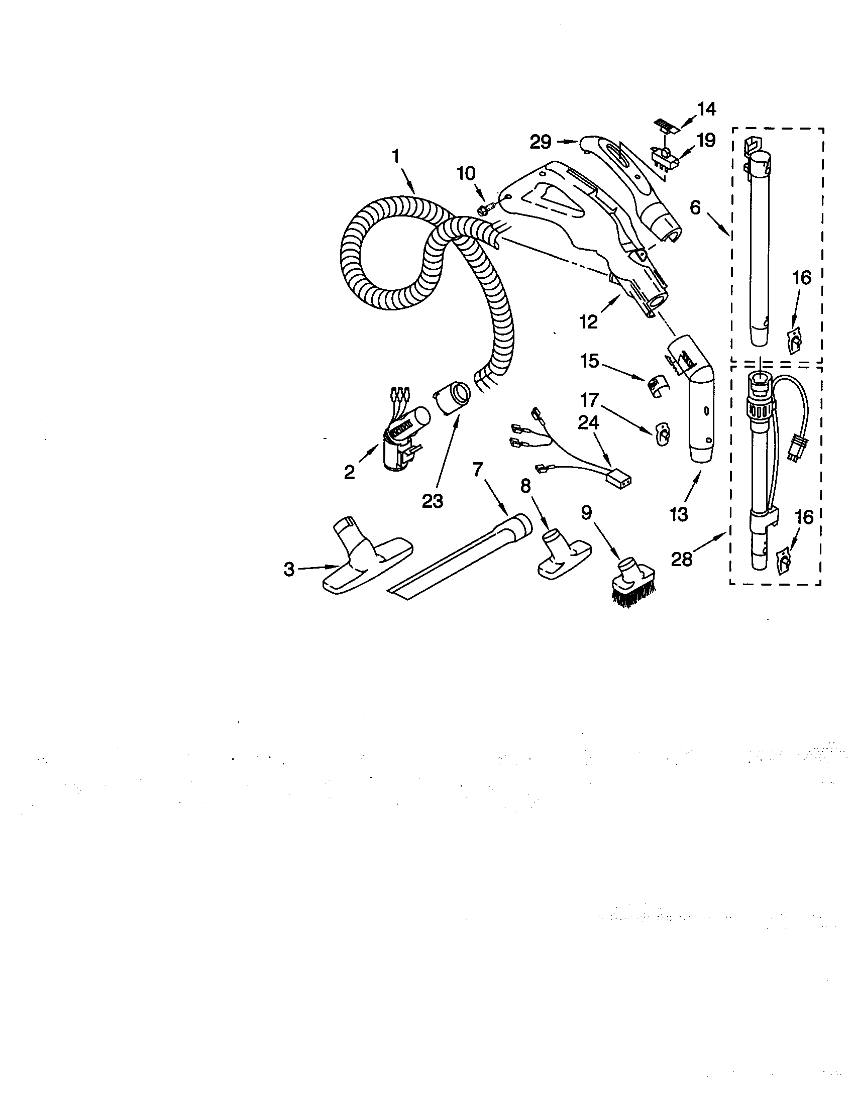 Kenmore 11629512992 hose and attachment diagram