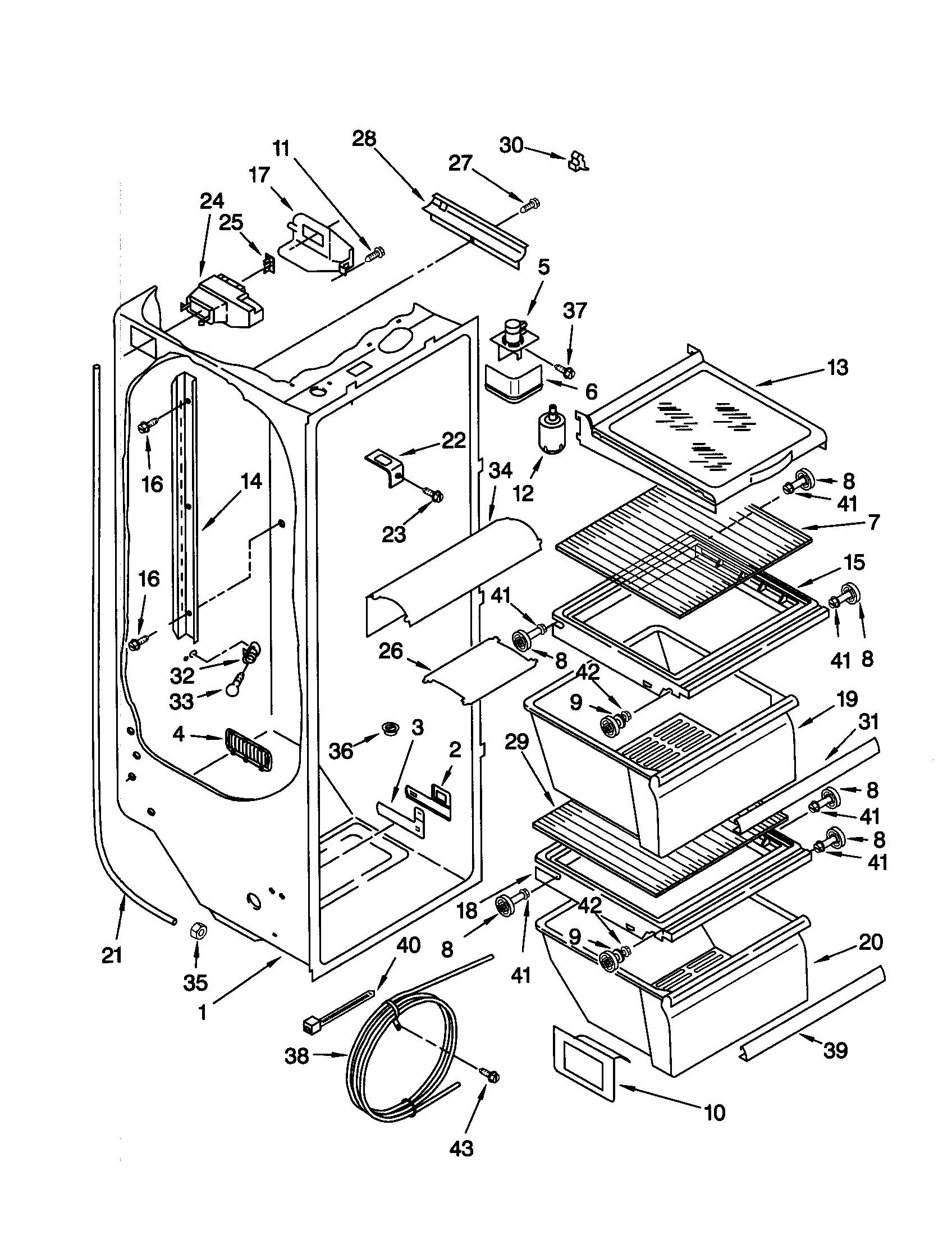 Kenmore 10659517992 refrigerator liner diagram
