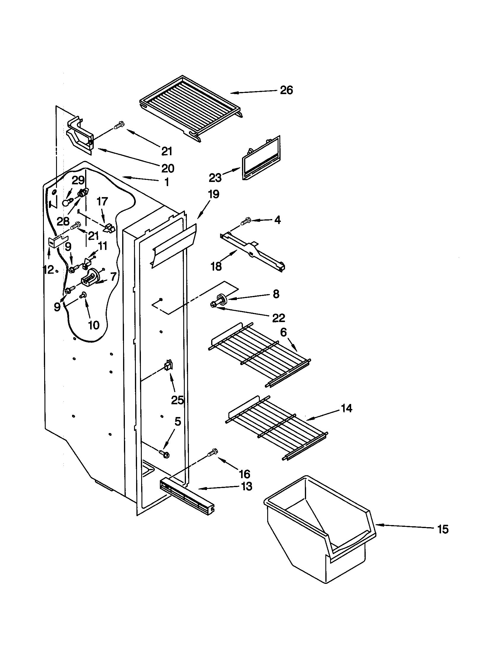 Kenmore 10659517992 freezer liner diagram