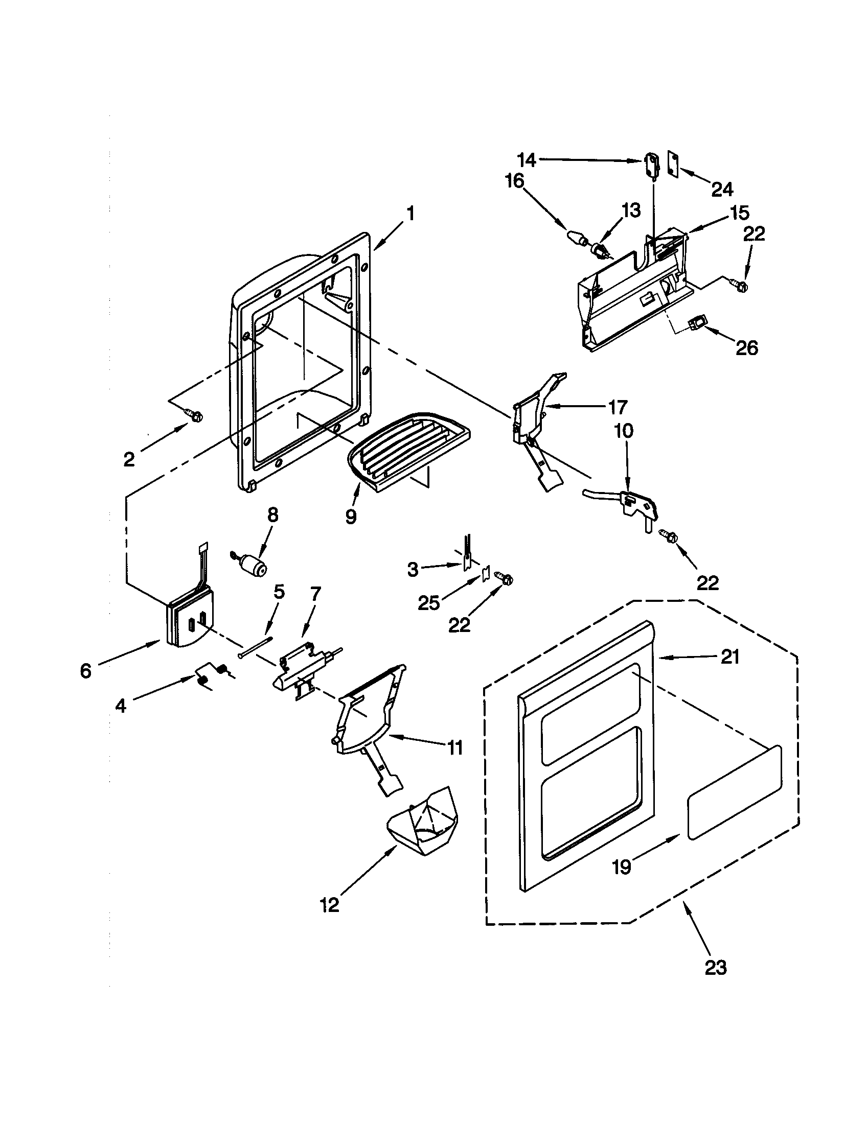 Kenmore 10659517992 dispenser front diagram