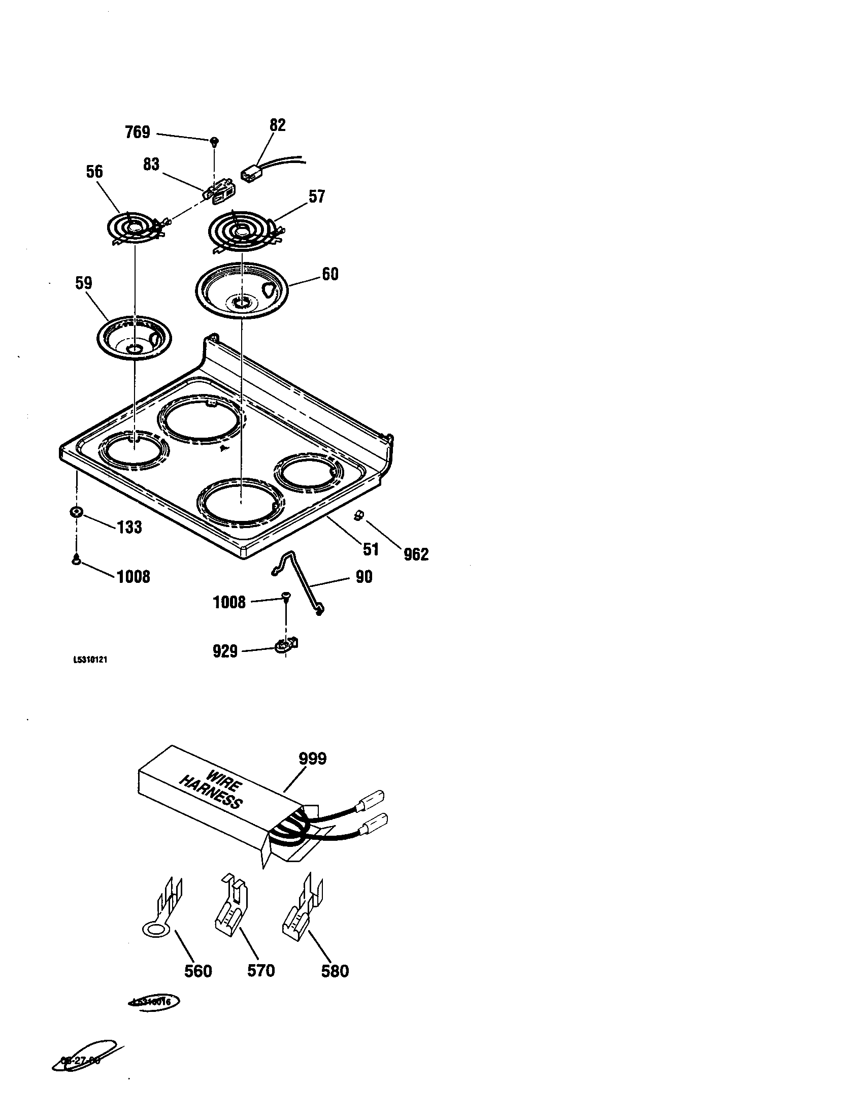 Kenmore 91193402992 maintop/wiring components diagram