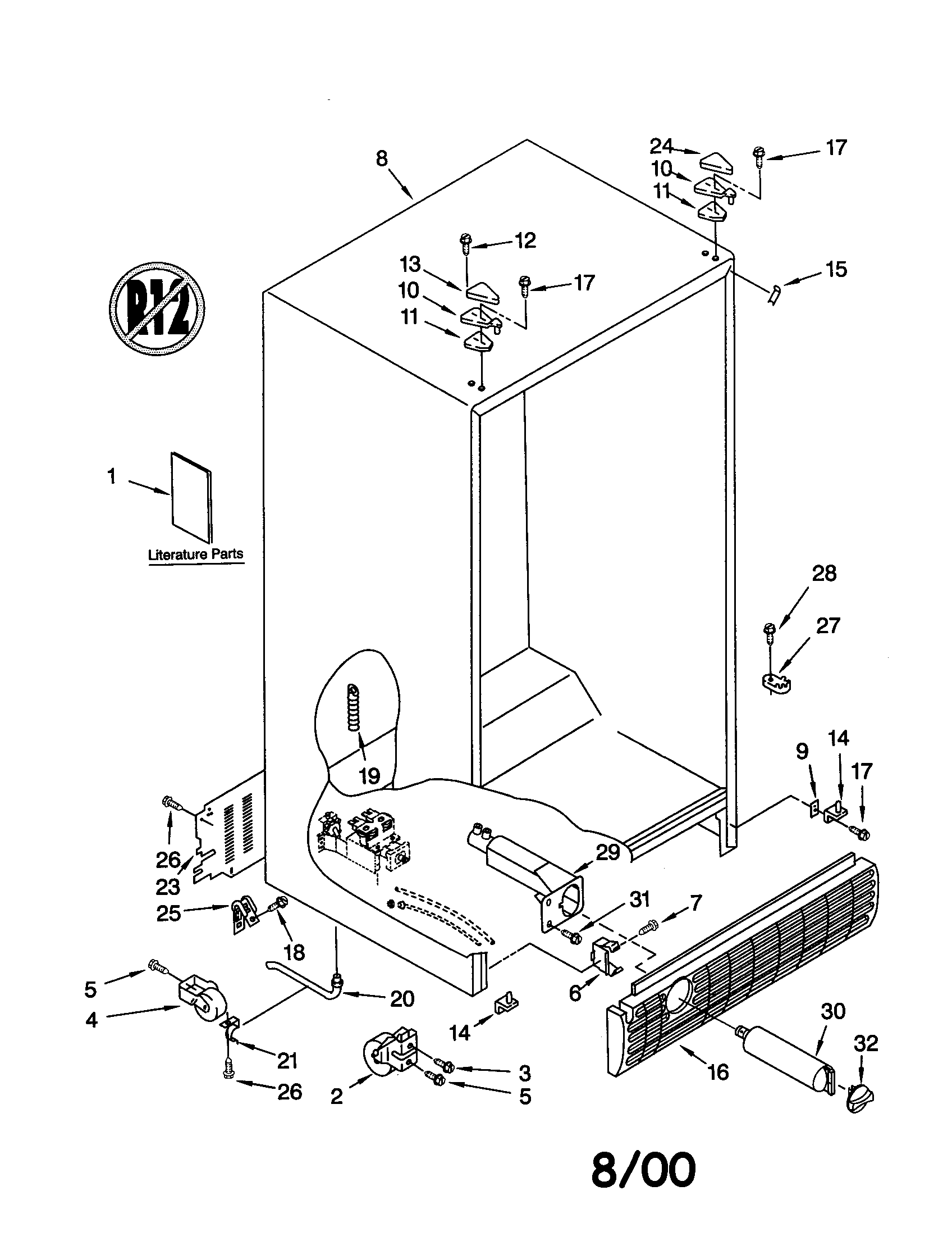 Whirlpool GD22DFXFT02 cabinet diagram