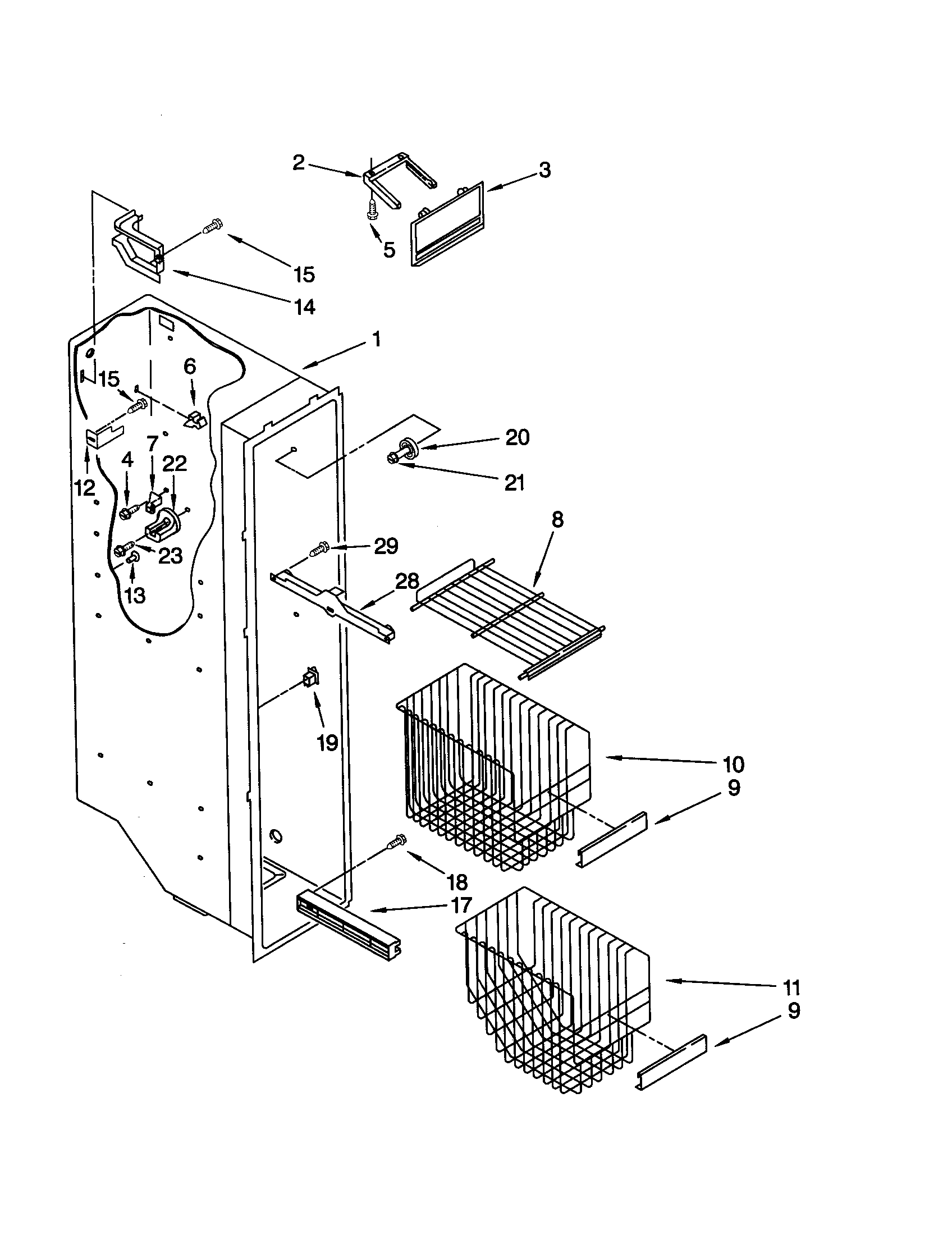 Whirlpool GD22DFXFT02 freezer liner diagram