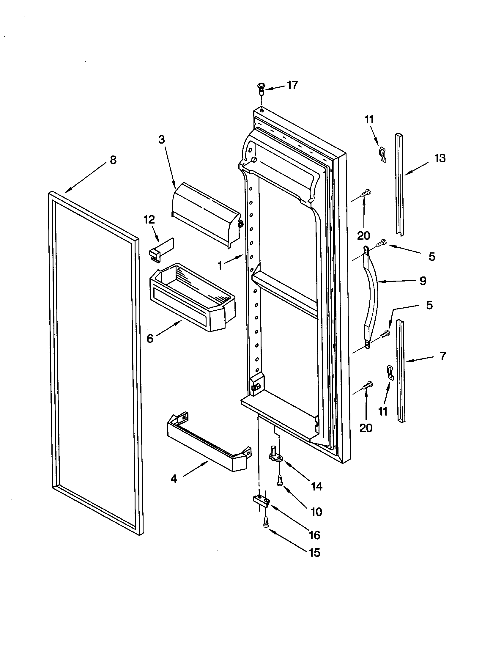 Whirlpool GD22DFXFT02 refrigerator door diagram