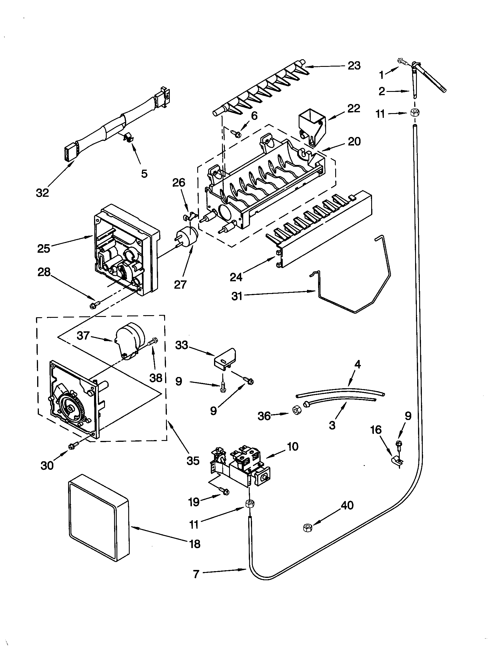 Whirlpool GD22DFXFT02 icemaker diagram
