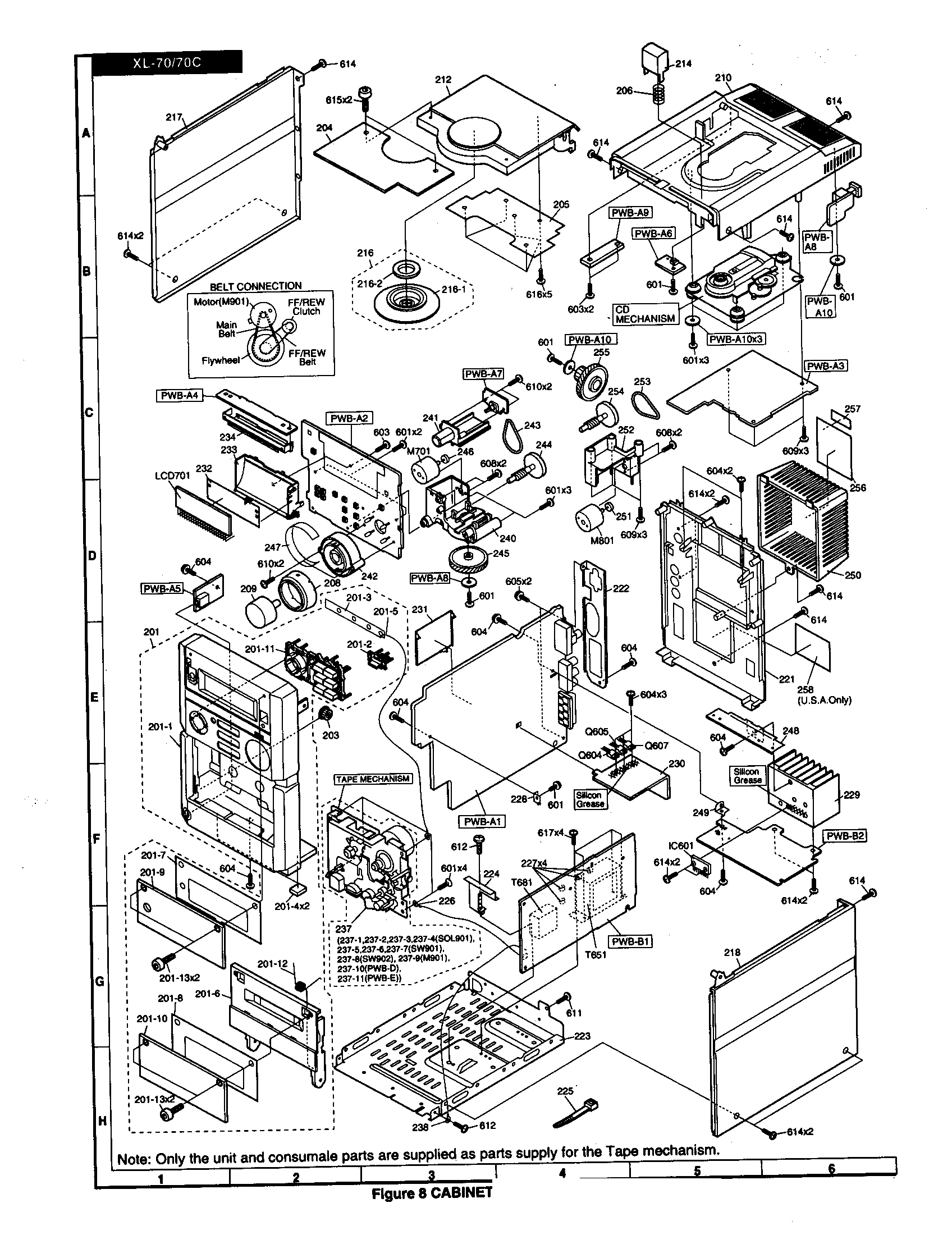 Sharp XL-70C figure 8 cabinet diagram