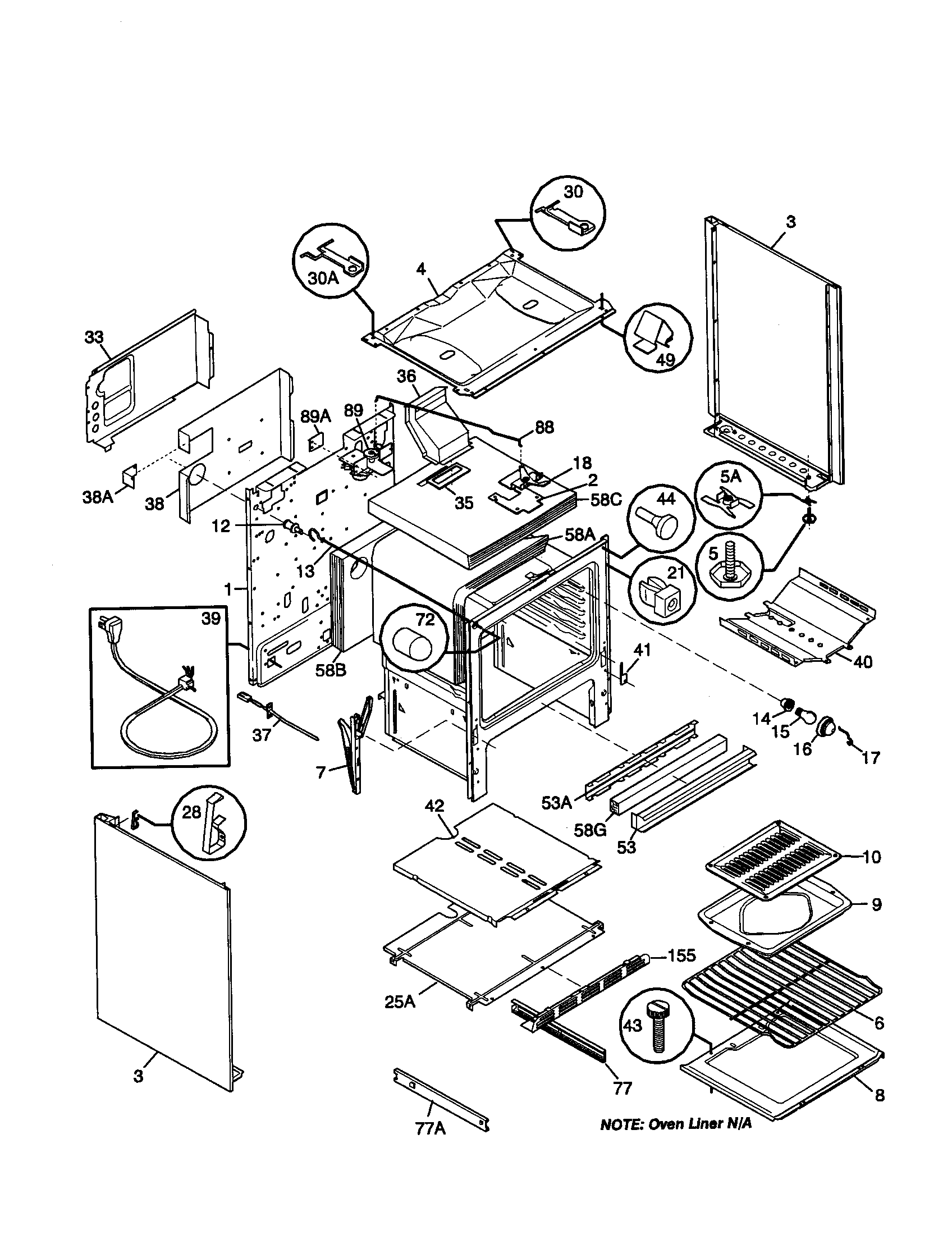 Frigidaire FGF379WECP body diagram