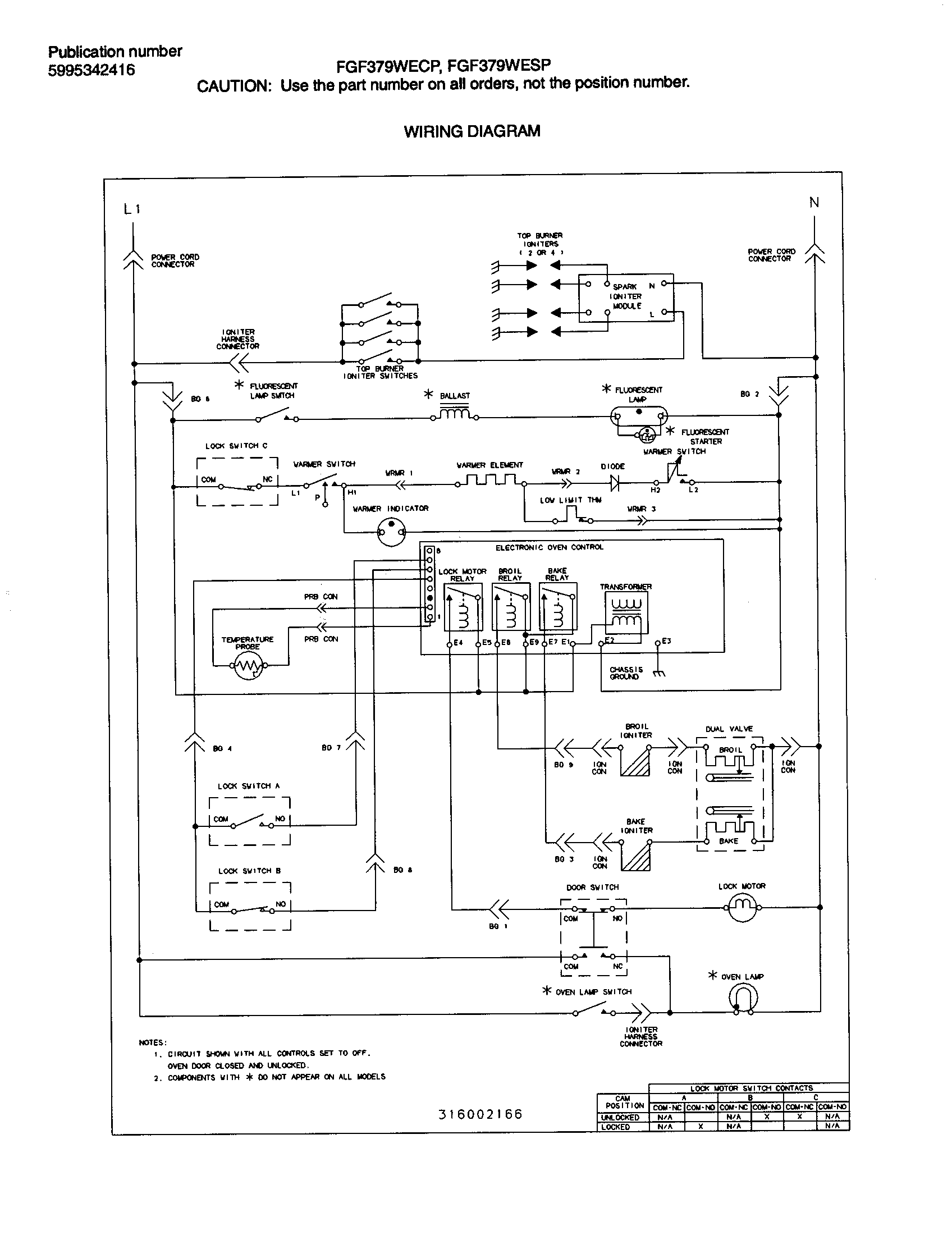 Frigidaire FGF379WECP wiring diagram
