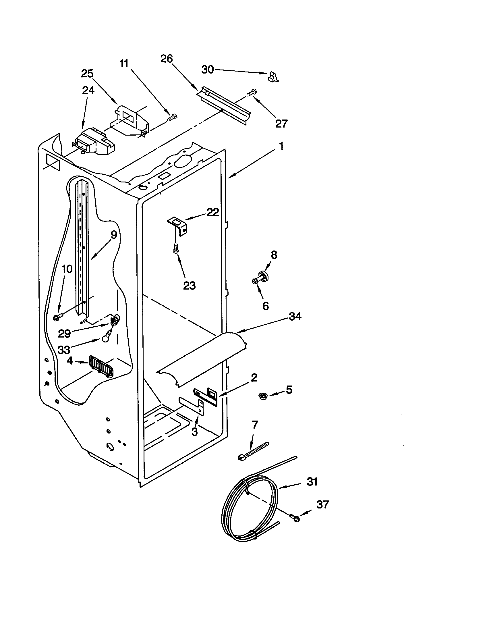 Whirlpool ED22GWXFW01 refrigerator liner diagram