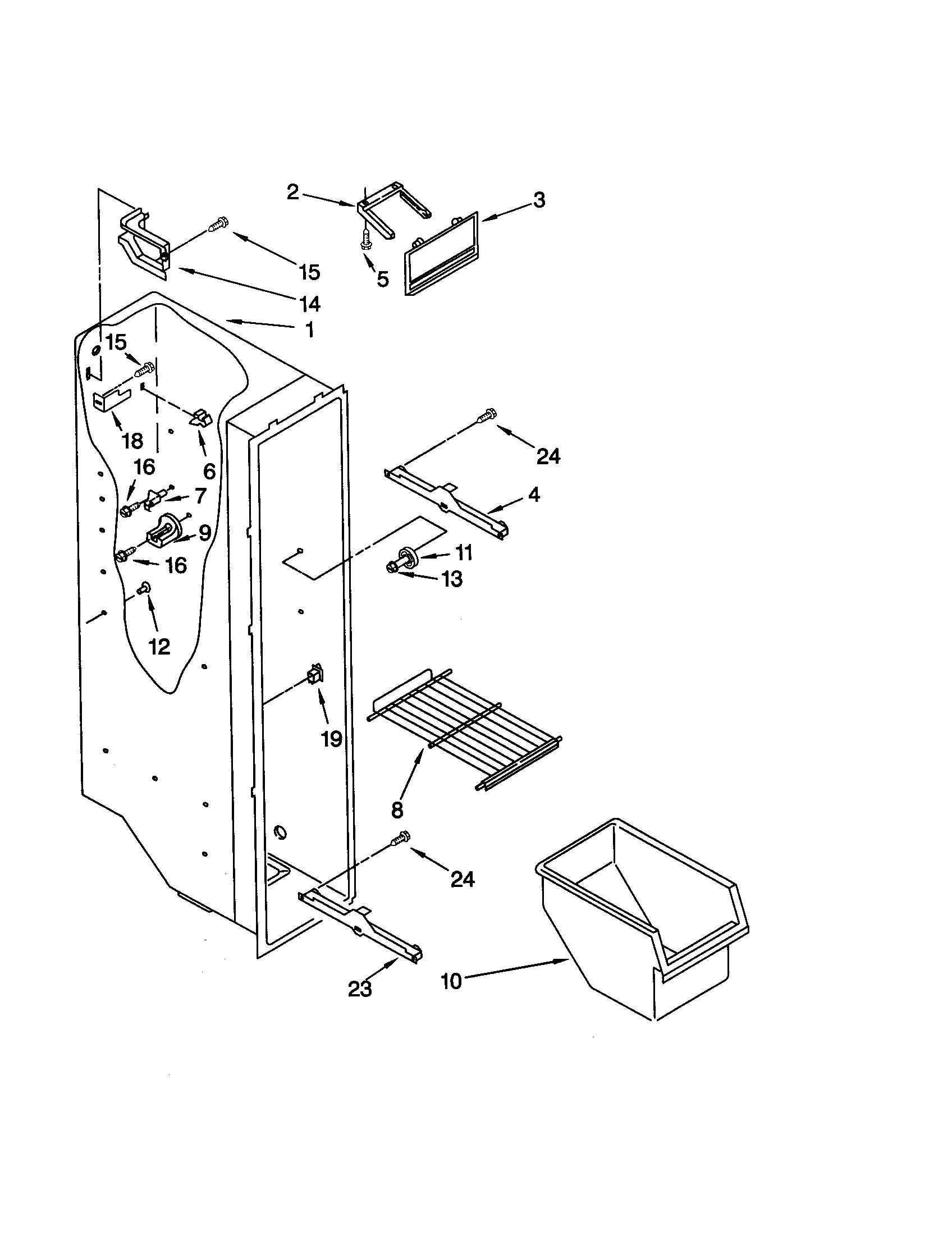 Whirlpool ED22GWXFW01 freezer liner diagram