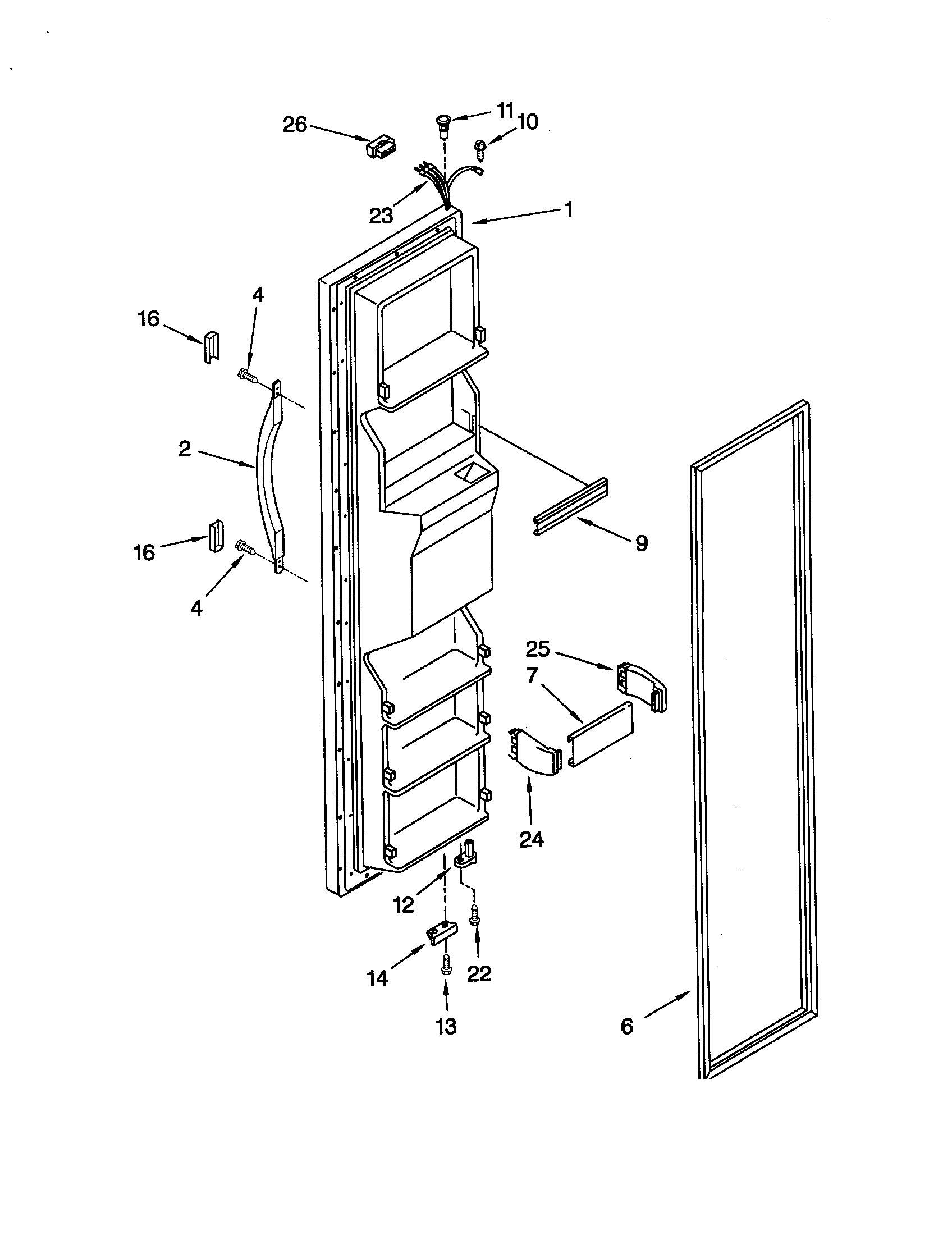 Whirlpool ED22GWXFW01 freezer door diagram