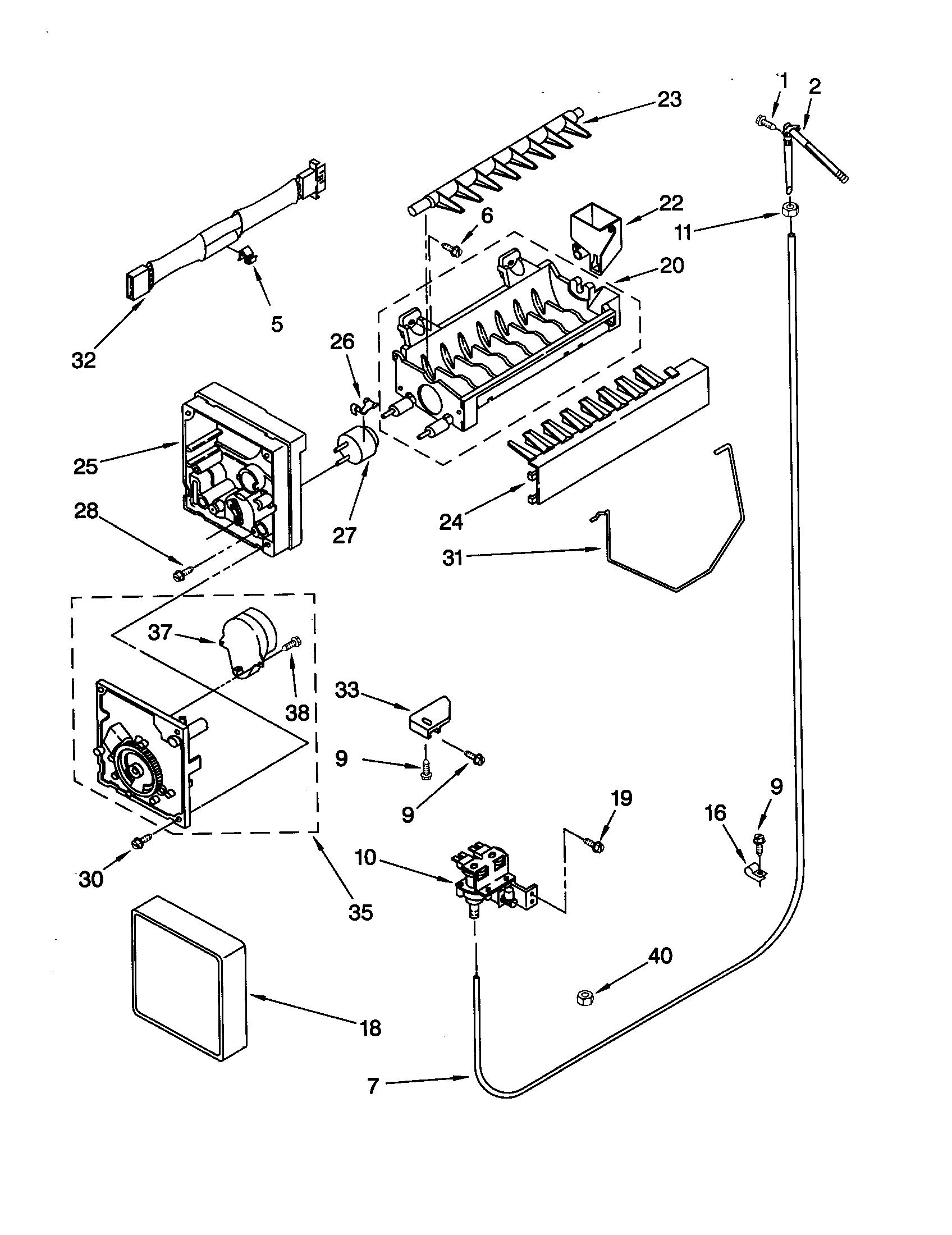 Whirlpool ED22GWXFW01 icemaker diagram
