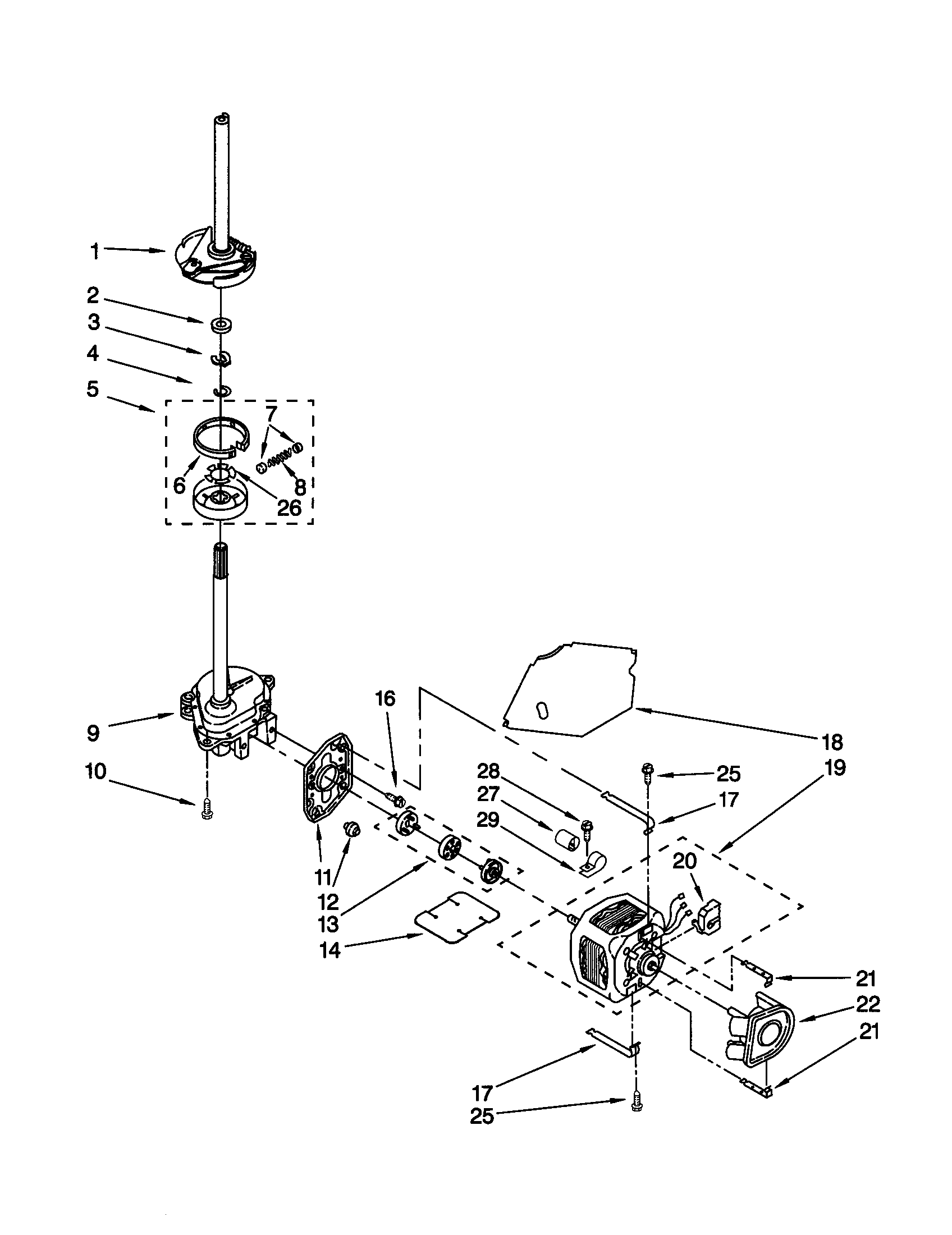 Kenmore 11020956993 brake/clutch/gearcase/motor/pump diagram