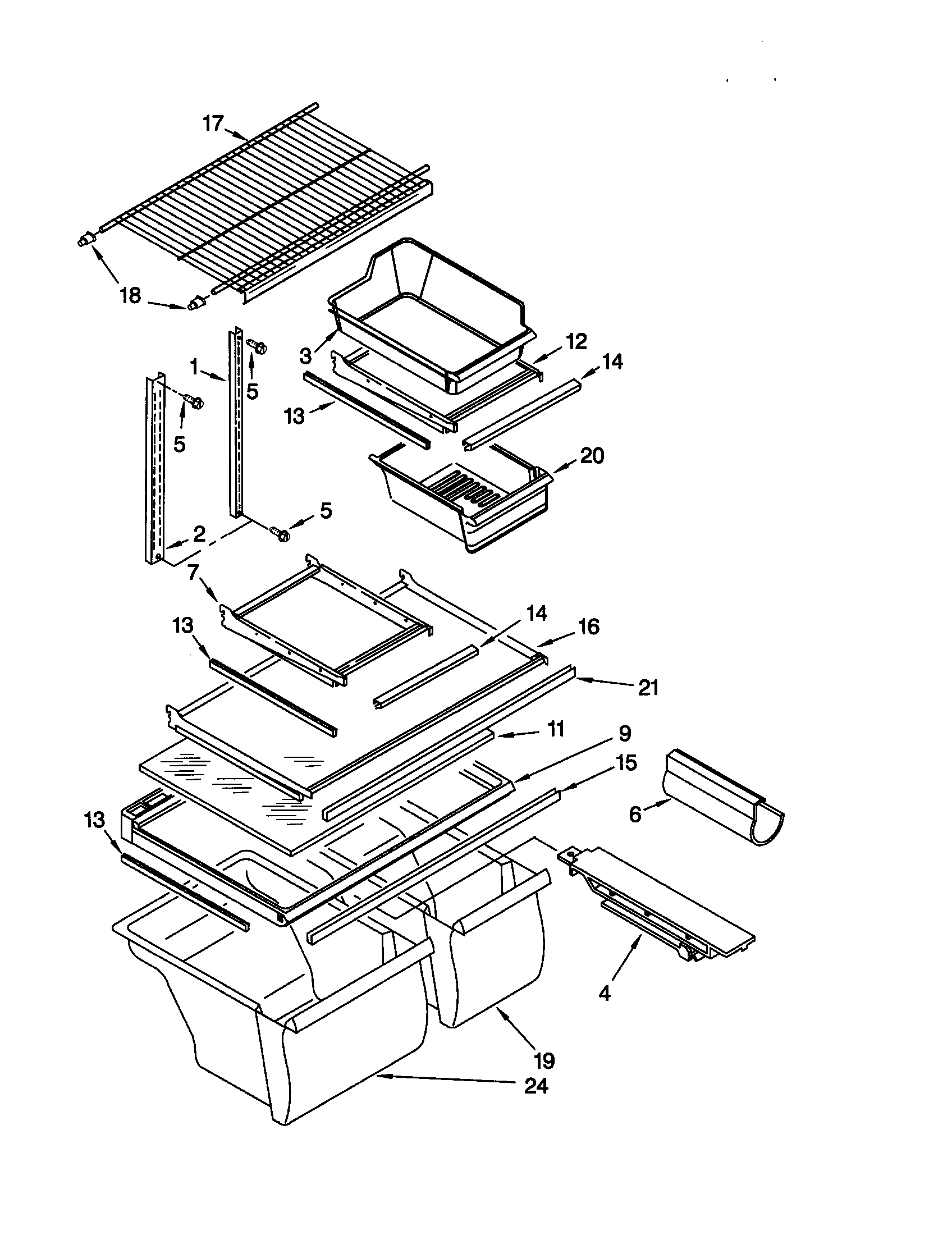 Kenmore 10660872991 shelf diagram
