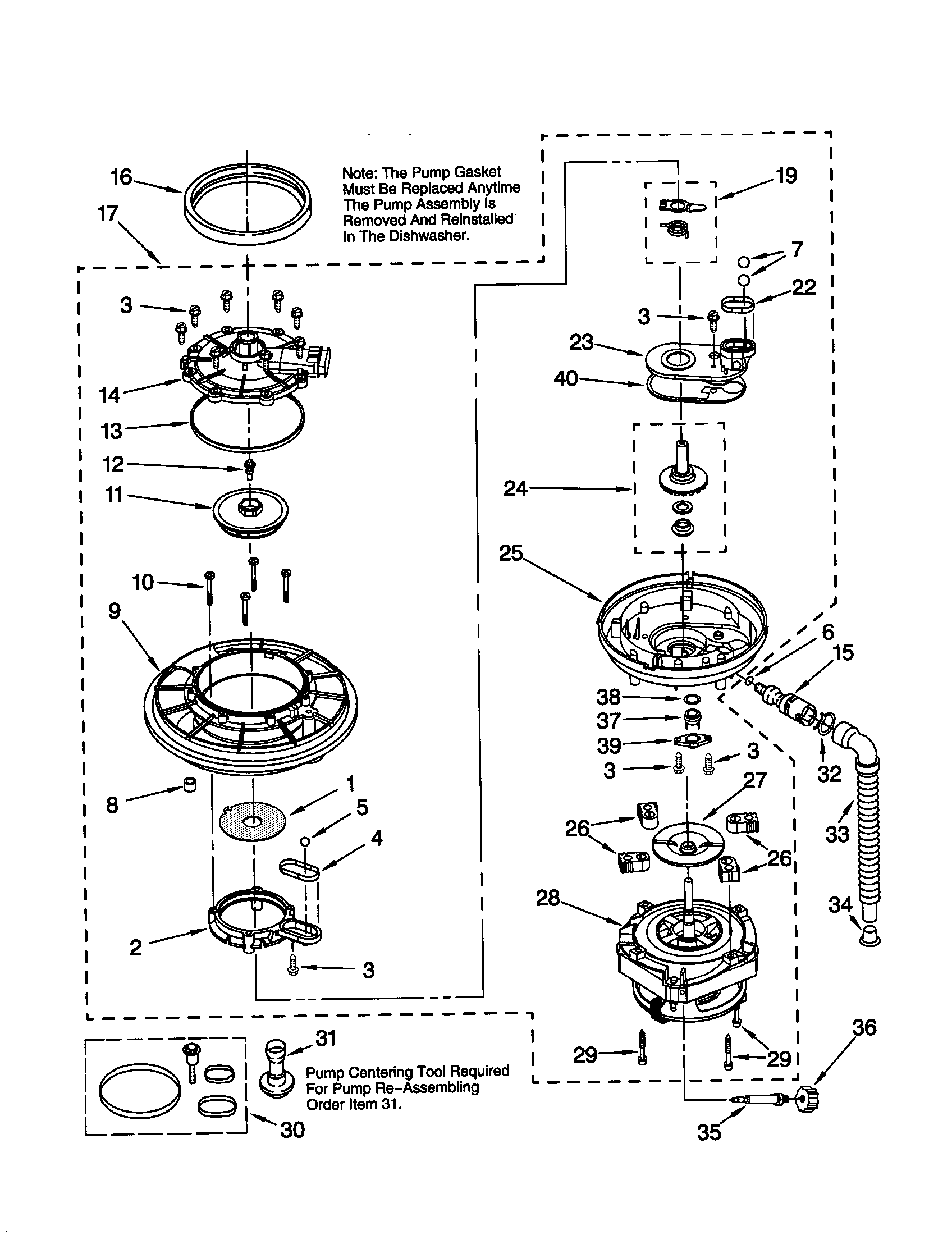 Kenmore 66516862992 pump and motor diagram