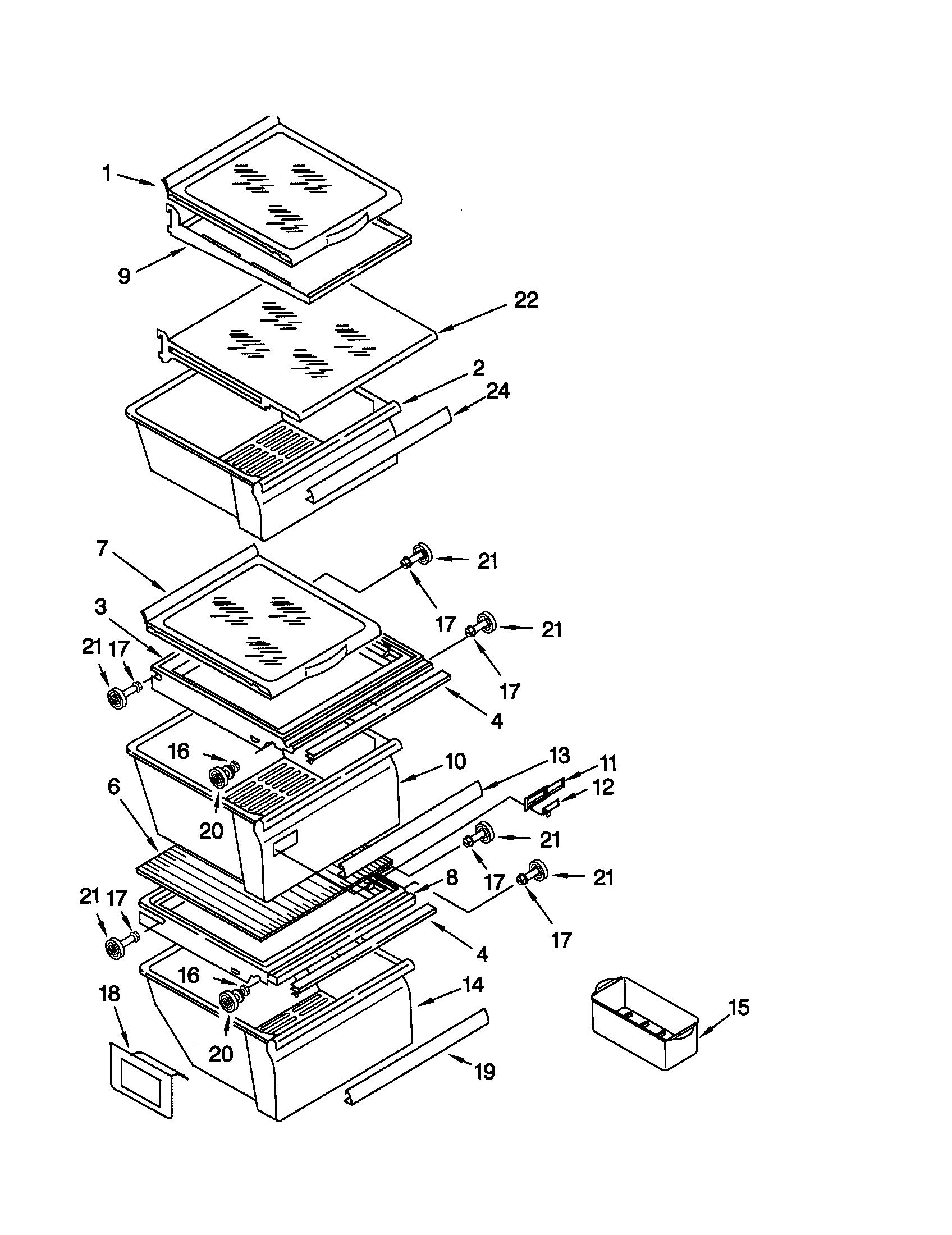 Kenmore 10659294993 refrigerator shelf diagram