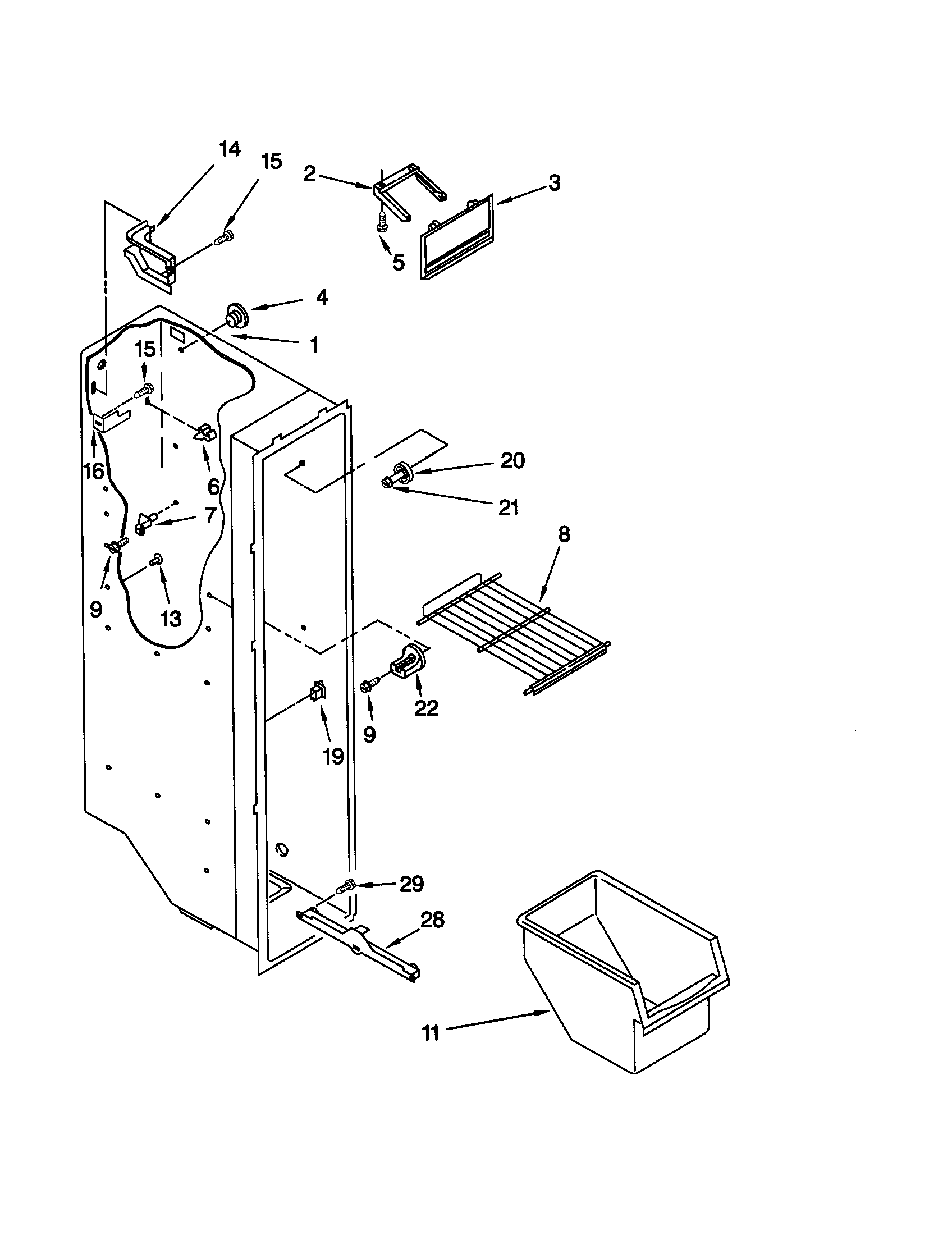 Kenmore 10659064993 freezer liner diagram