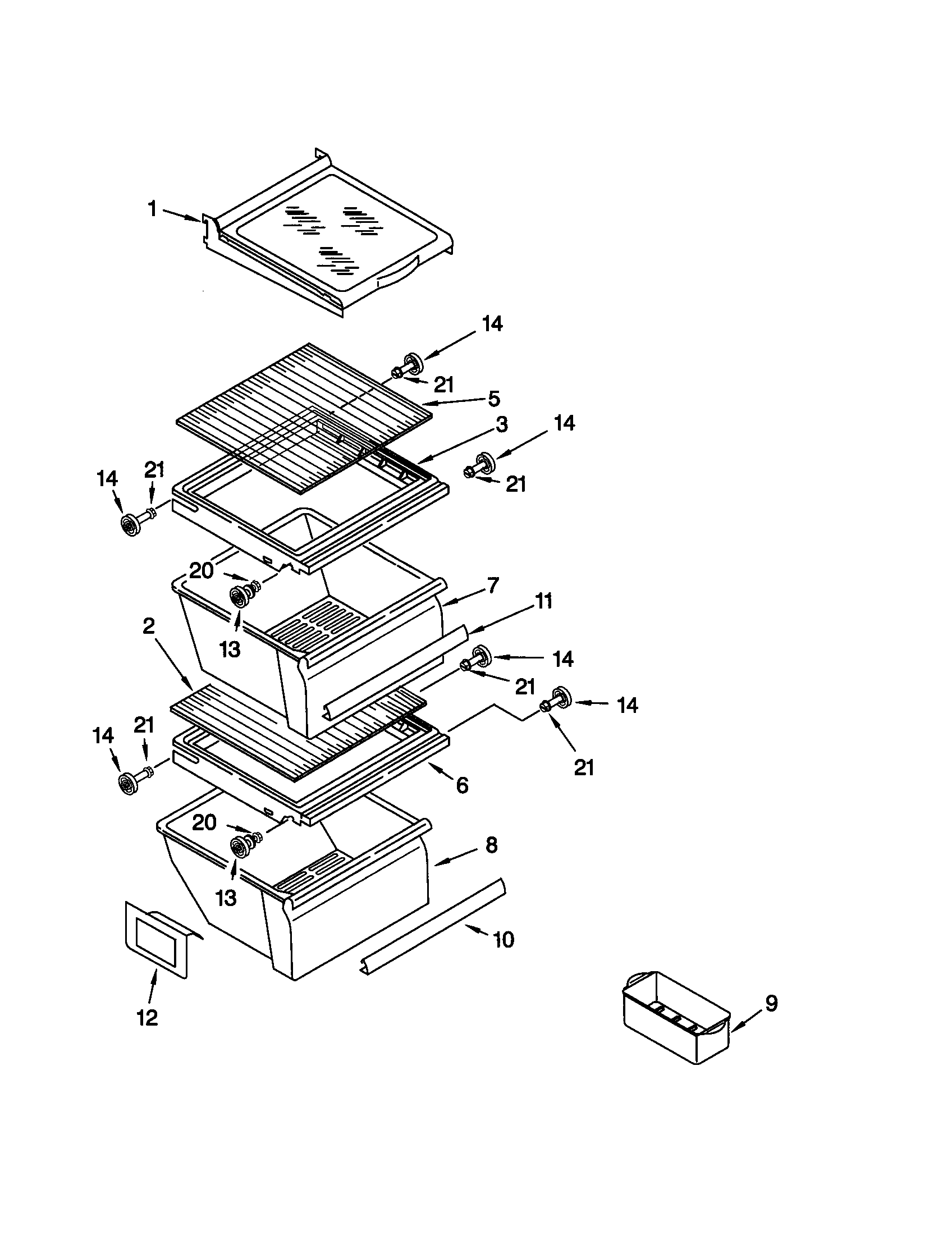 Kenmore 10648264893 refrigerator shelf diagram