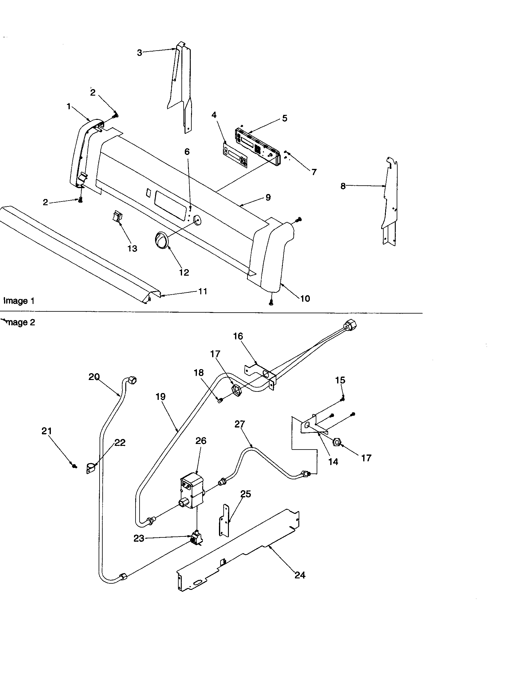 Amana ARG7102W-P1143399NW backguard and gas supply diagram