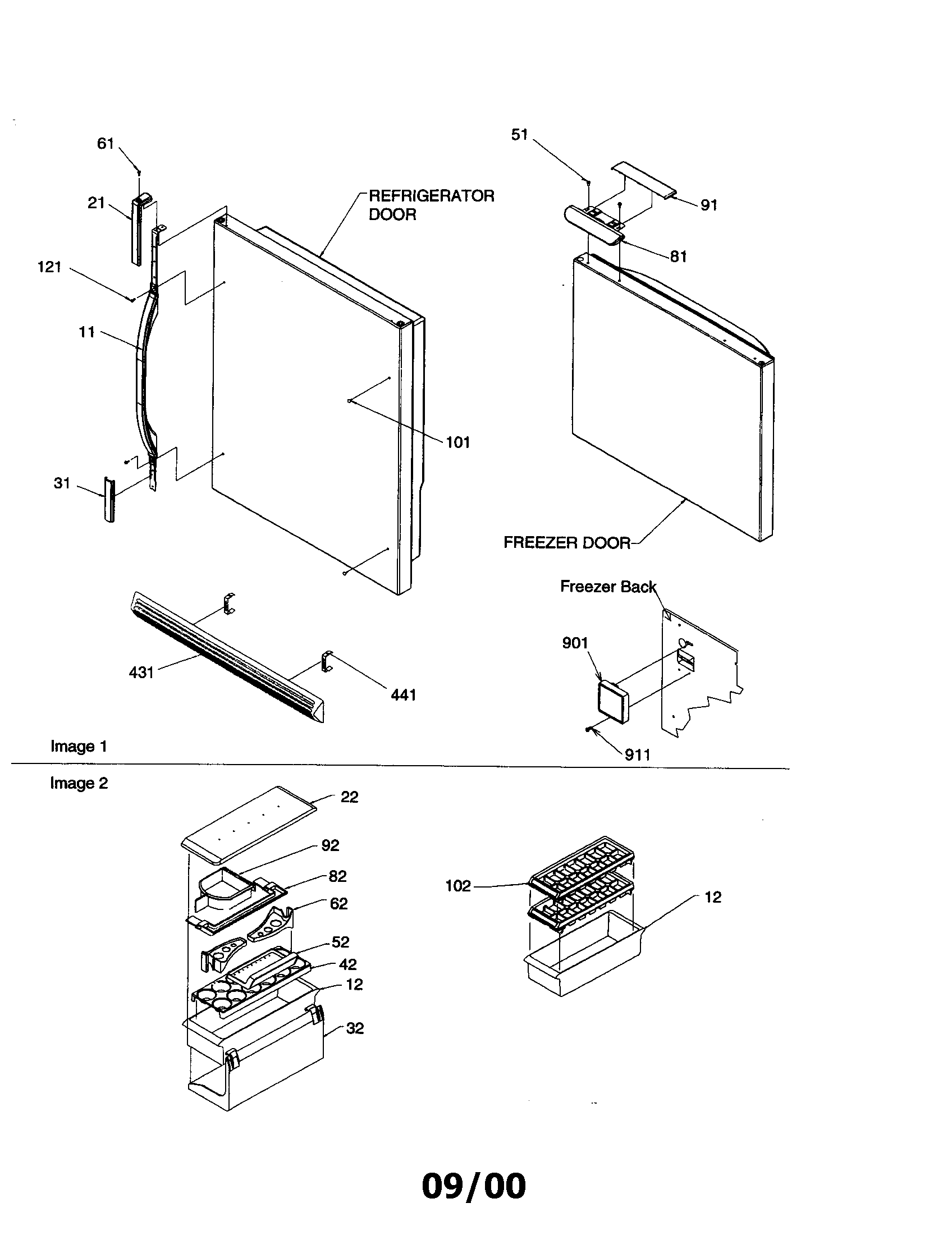 Amana ARB210BAC-PARB210BAC0 door handles and accessories diagram