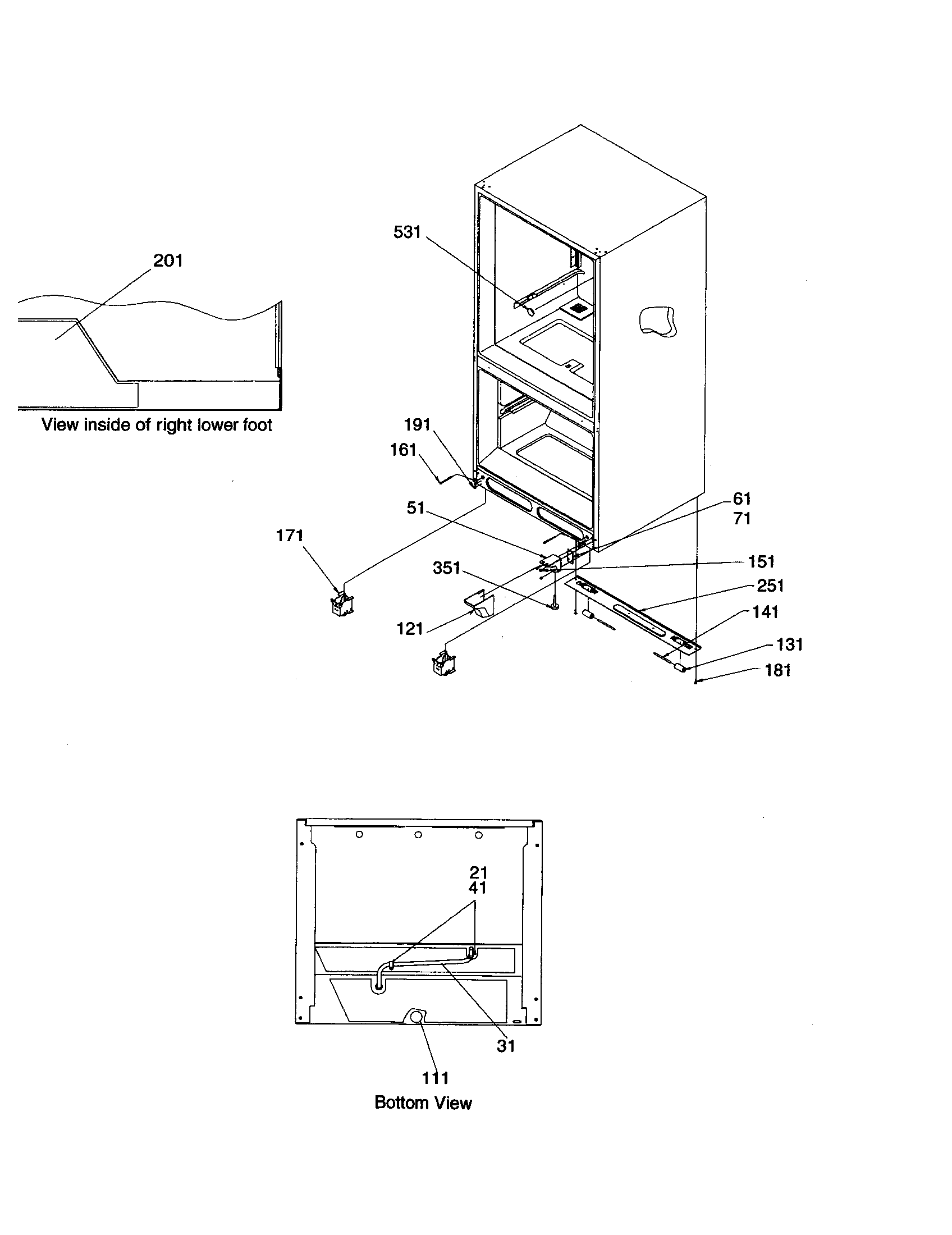 Amana ARB210BAC-PARB210BAC0 insulation and roller assembly diagram