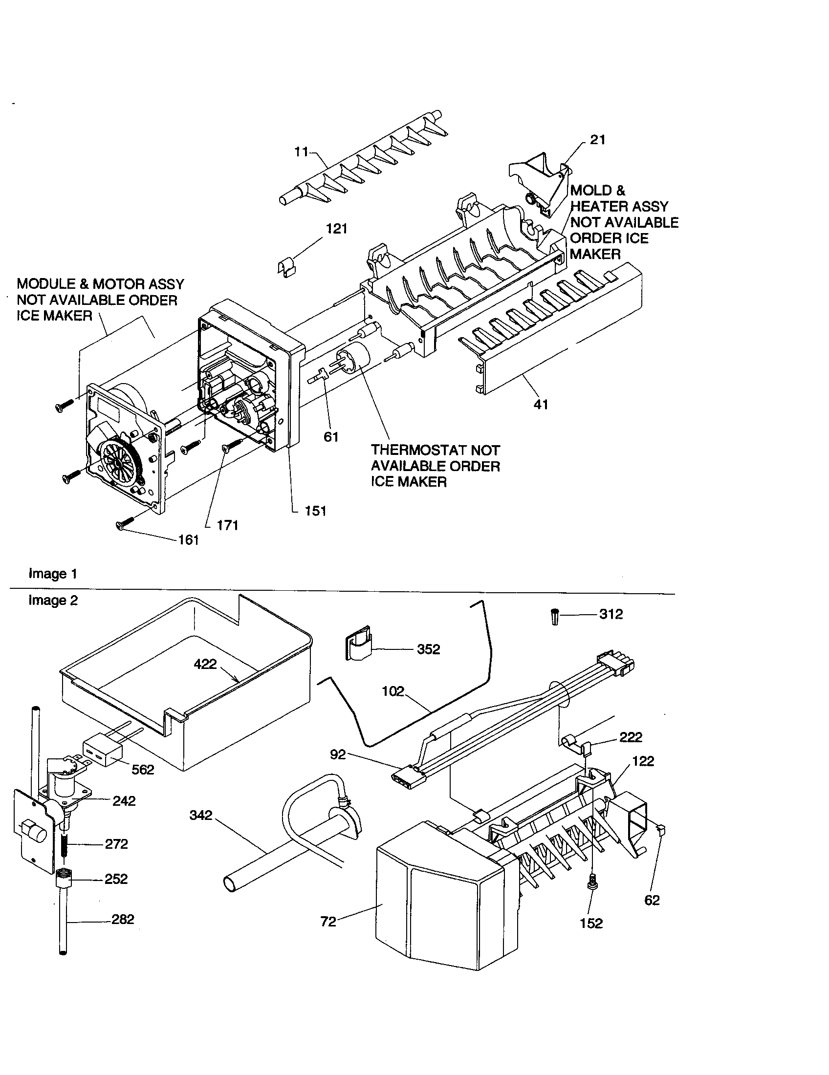 Amana ARB210BAC-PARB210BAC0 ice maker assembly diagram