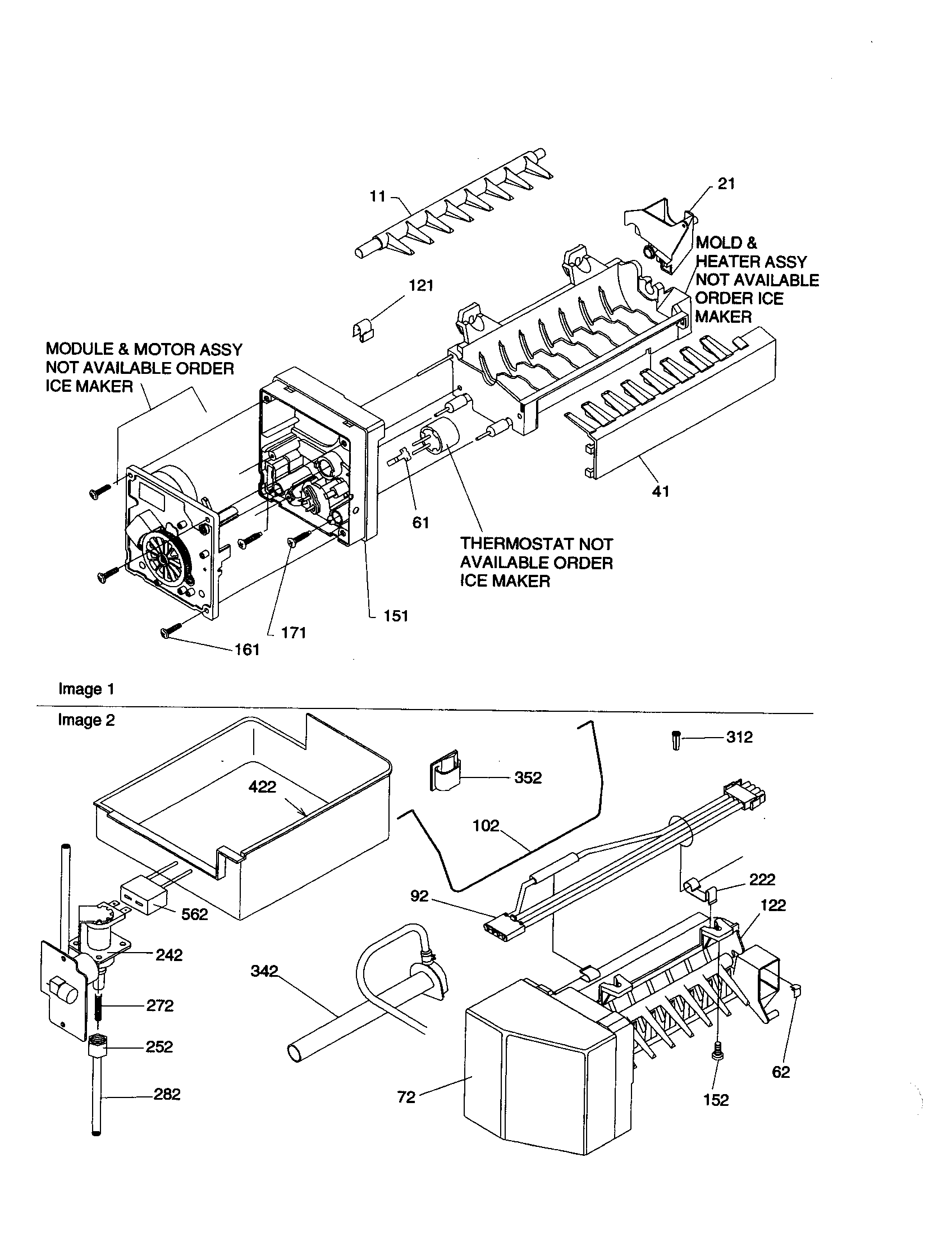 Amana BRF20VCPW-P1321306XW ice maker assembly diagram