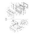 Amana ZRR6400WW-P1143699NWW oven door and storage drawer diagram