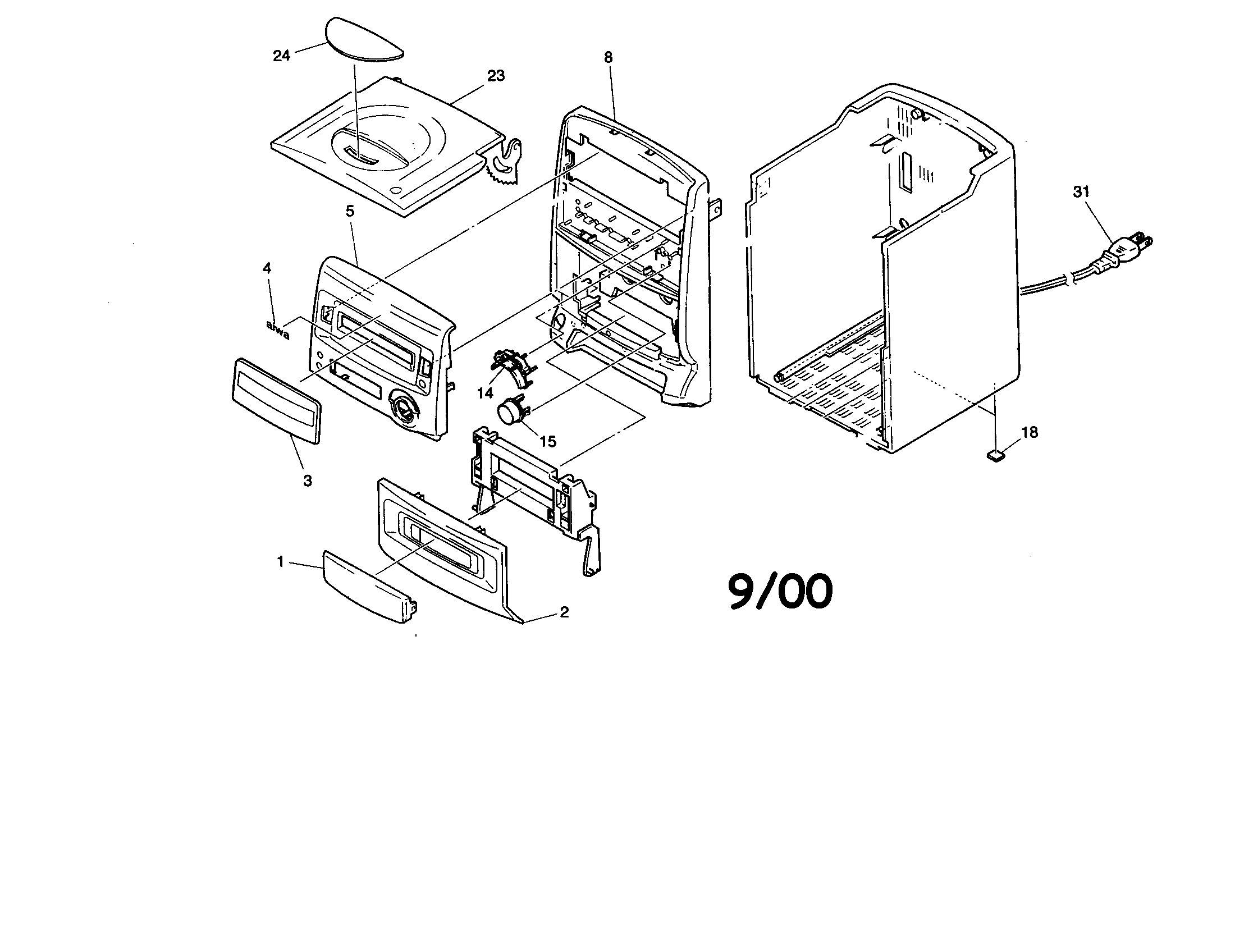 Aiwa LCX-150 tabletop diagram