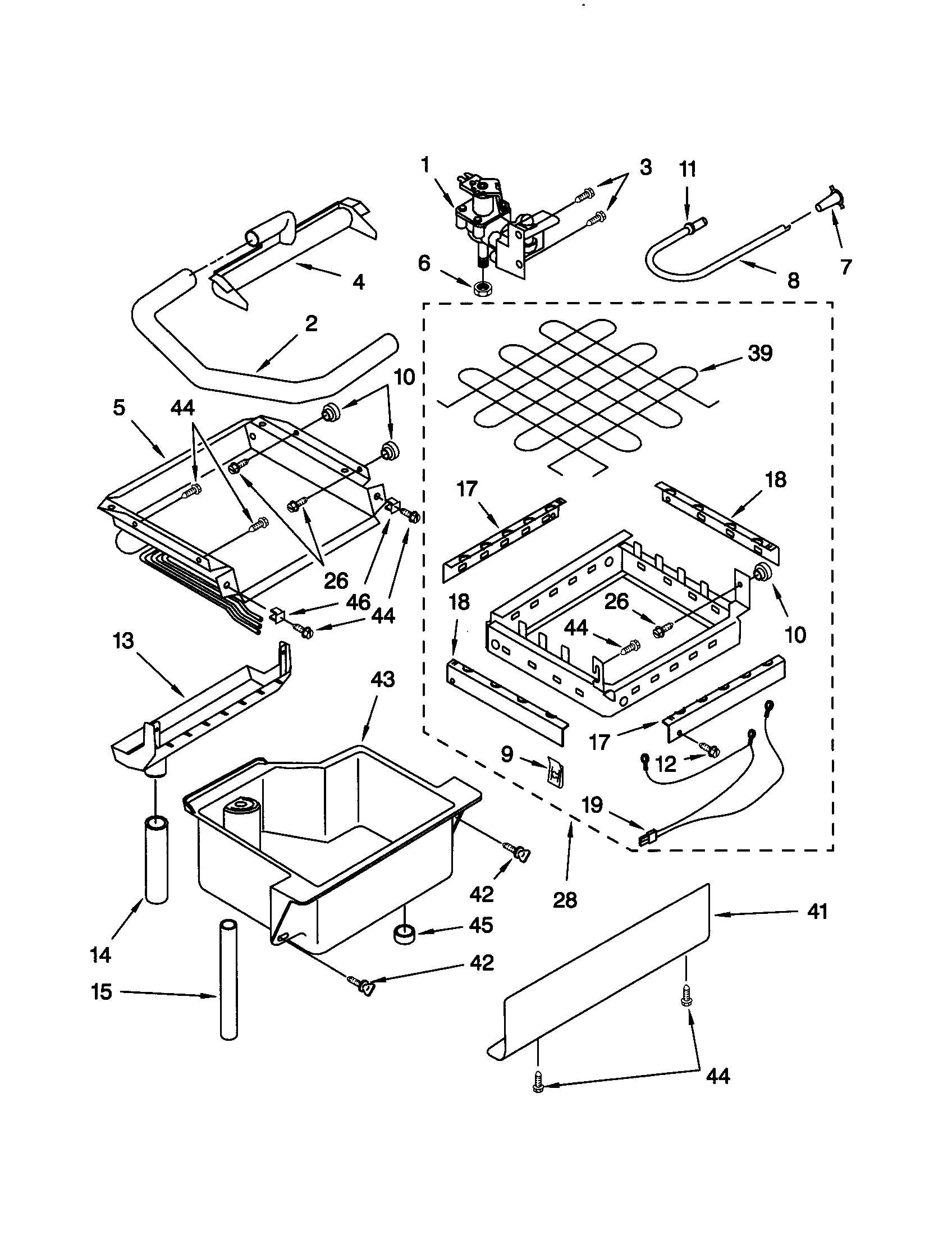 Kenmore 10689485992 evaporator/ice cutter grid/water diagram