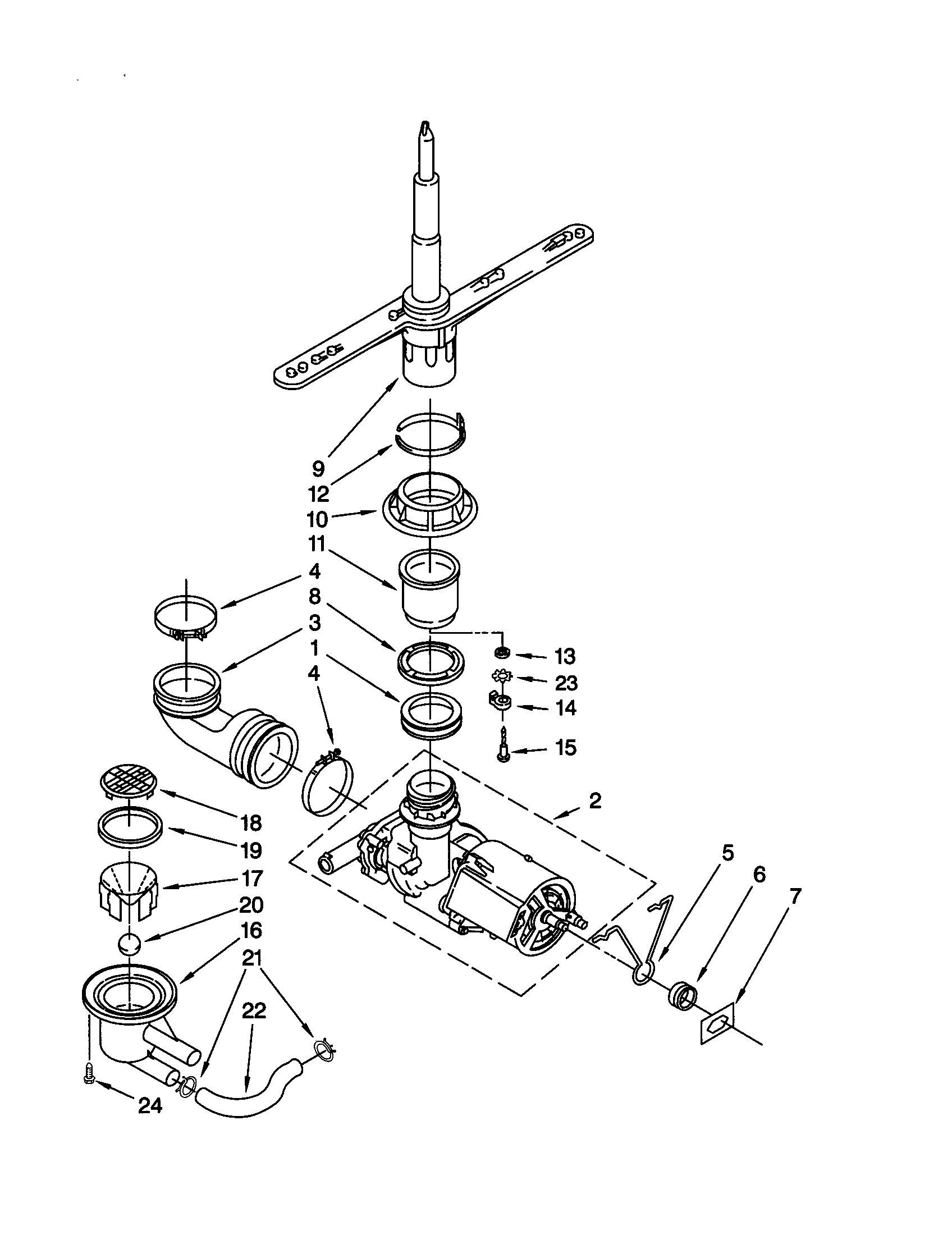 Kenmore 66517425792 pump and spray arm diagram