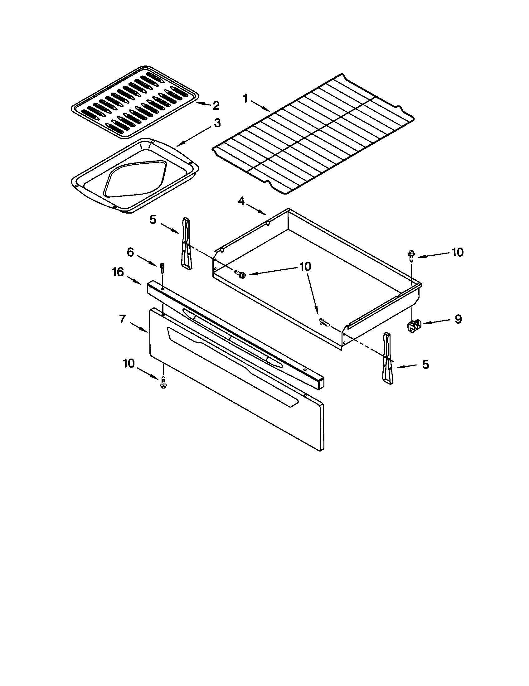 Kenmore 66575808000 drawer and broiler diagram
