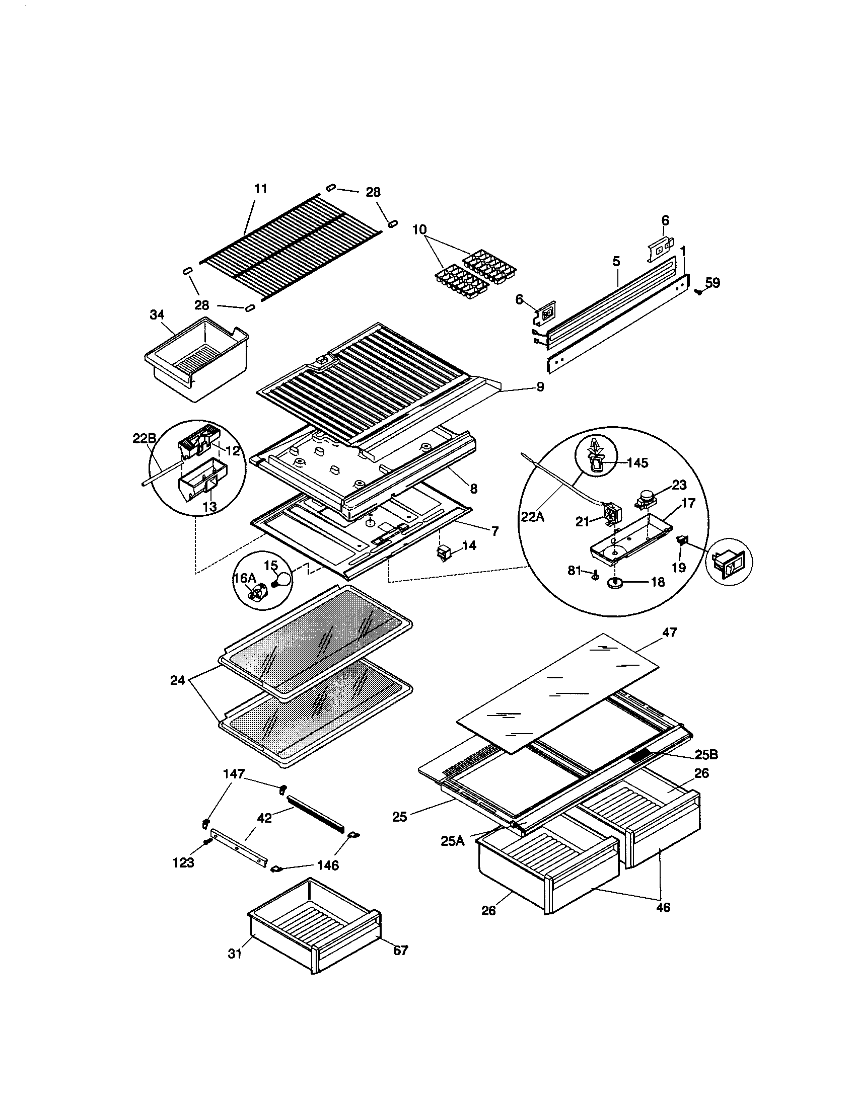 Kenmore 25369837991 shelves diagram