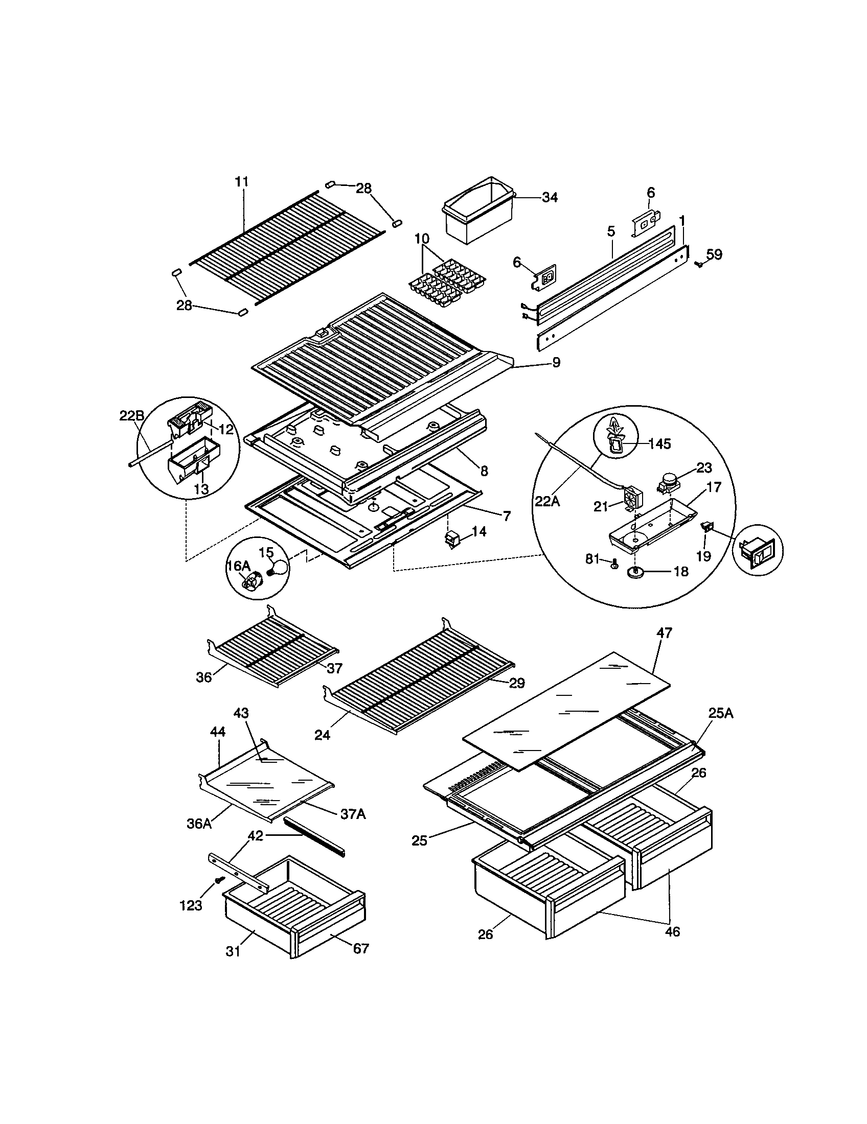 Kenmore 25337847893 shelves diagram