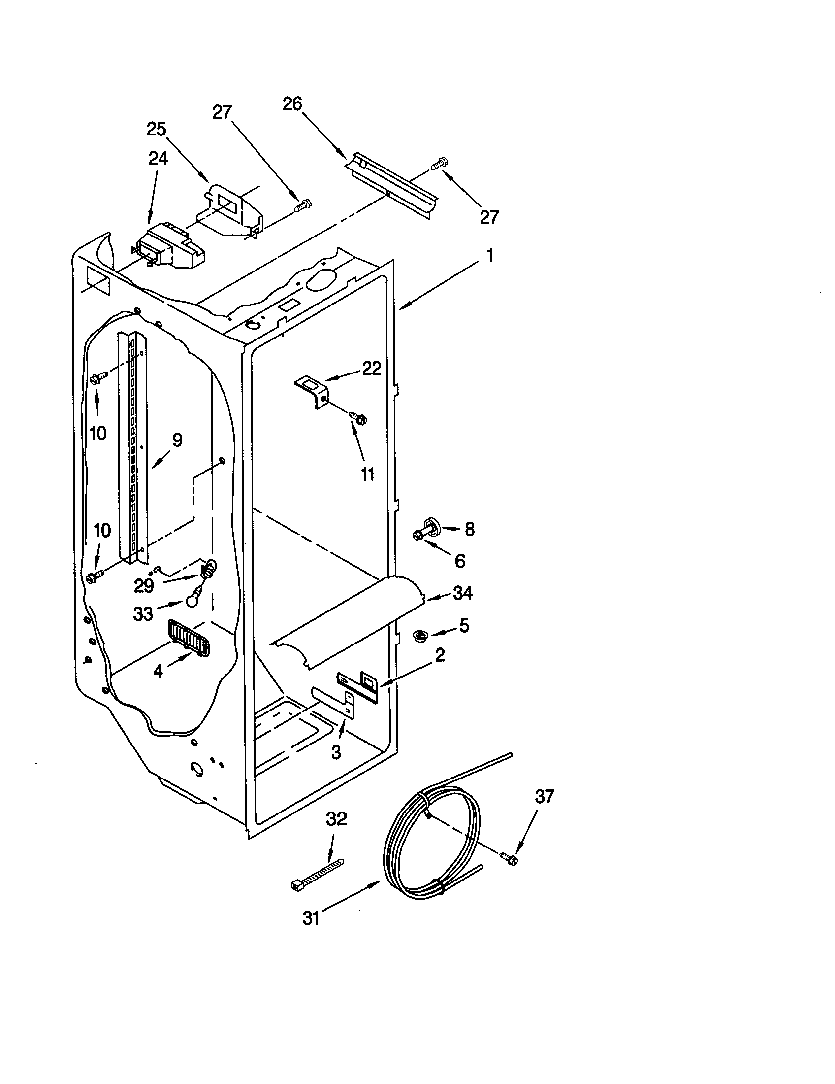 Whirlpool ED25CQXHT00 refrigerator liner diagram