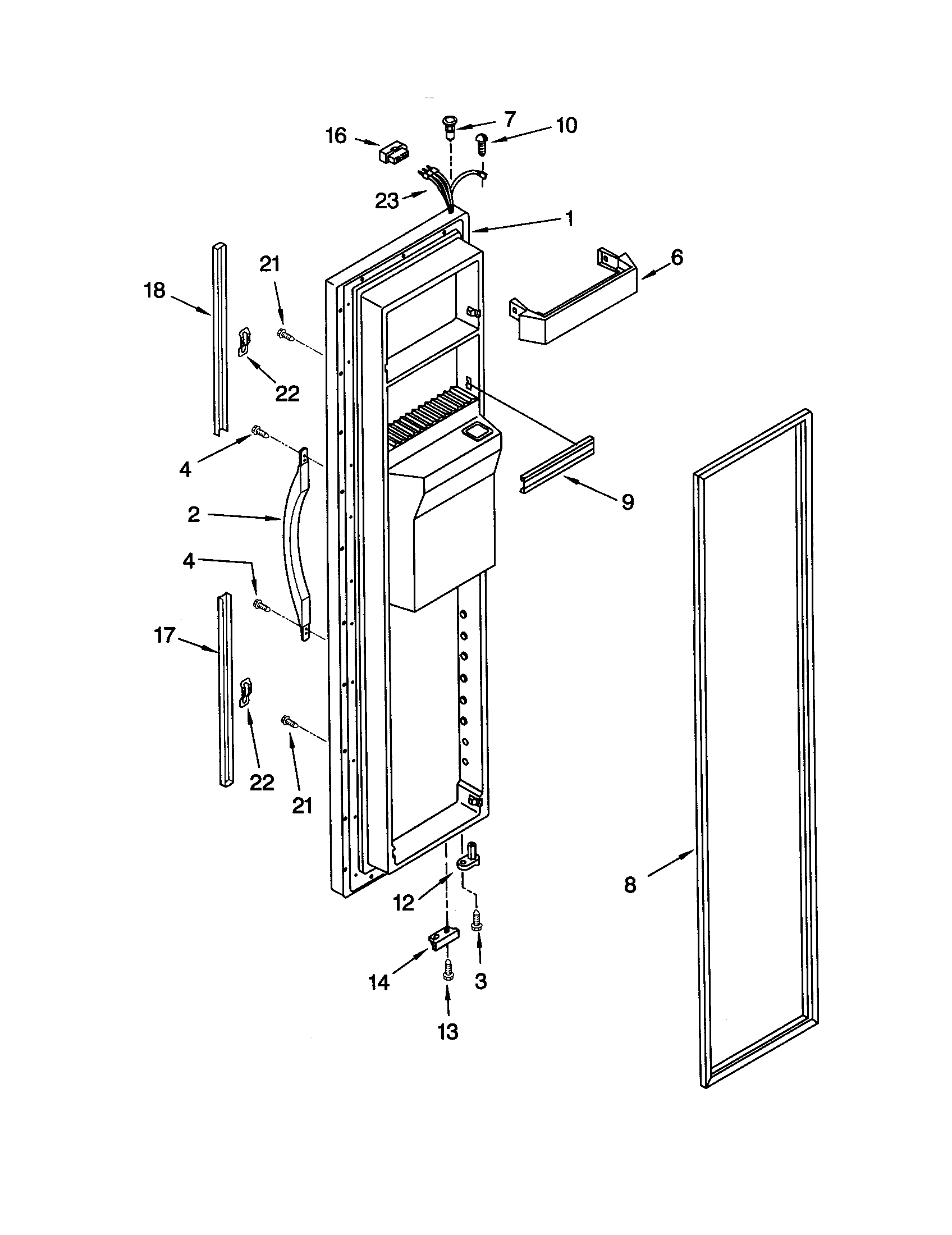 Whirlpool ED25CQXHT00 freezer door diagram