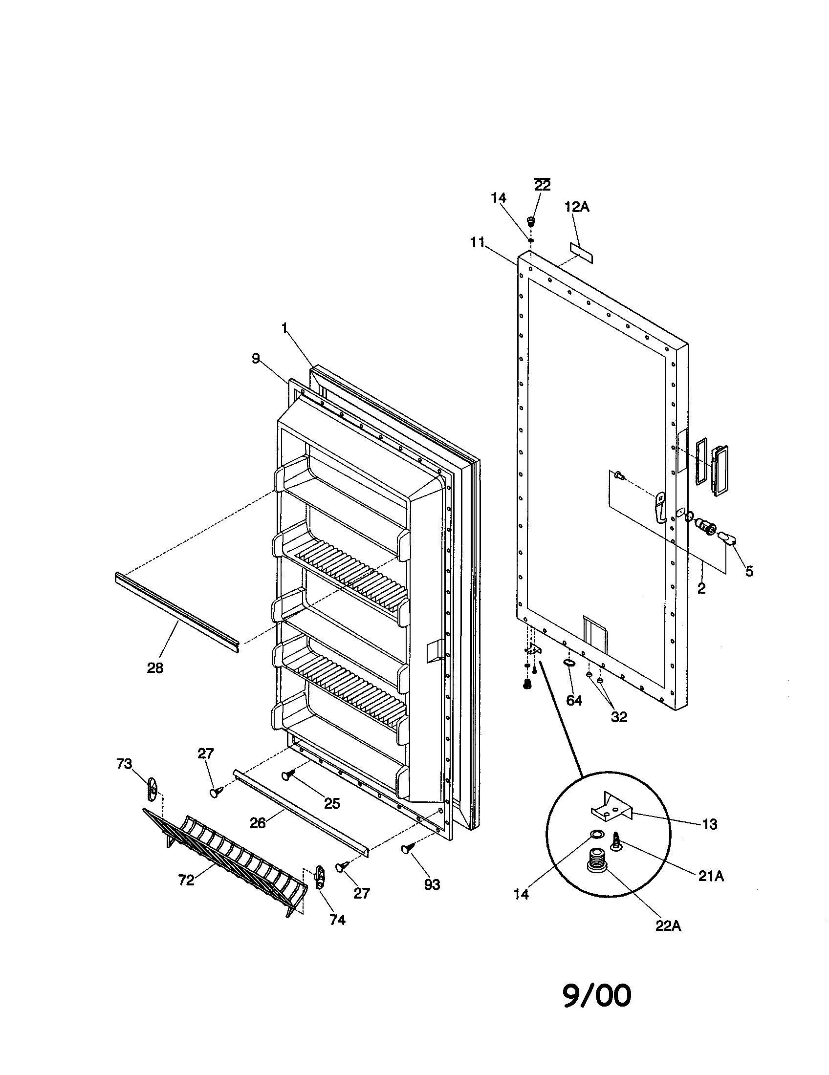 Kenmore 2539284214 door diagram