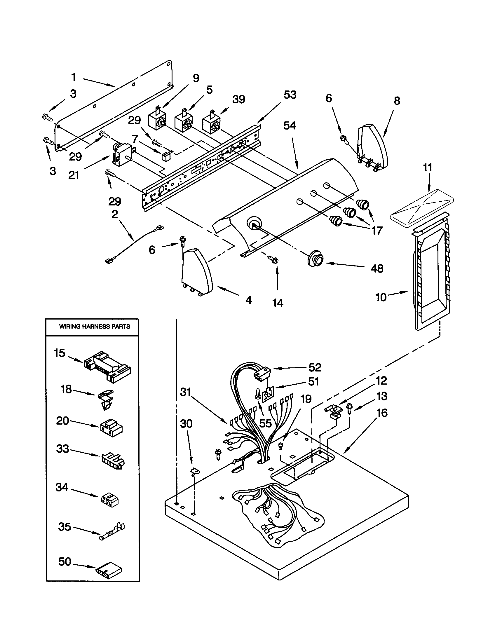 Whirlpool LEQ8858JT1 top and console diagram