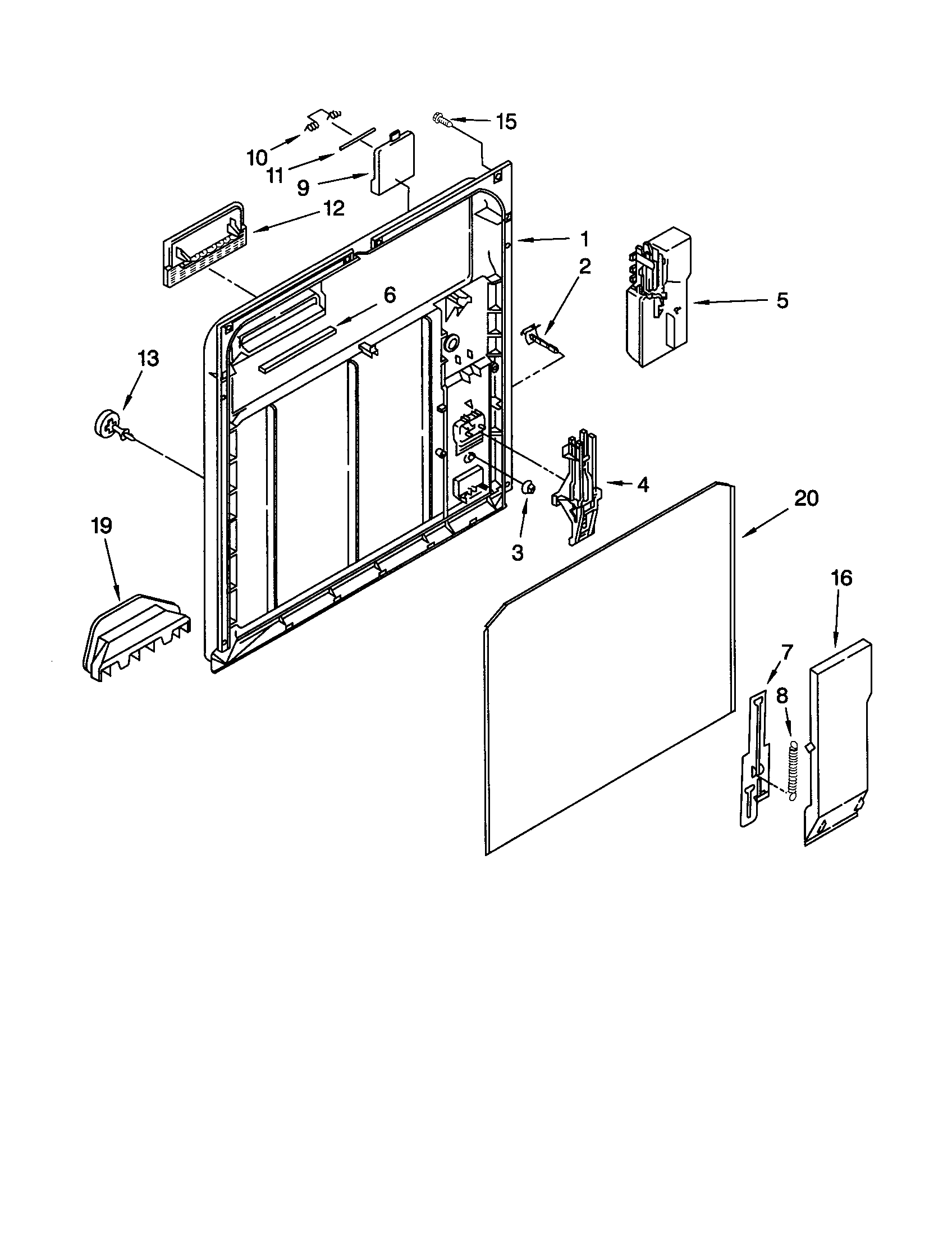 Whirlpool DU920PFGQ4 inner door diagram