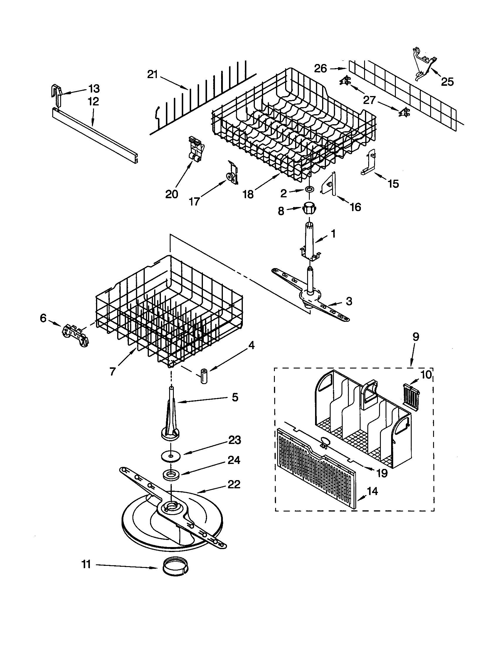 Whirlpool DU920PFGQ4 dishrack diagram